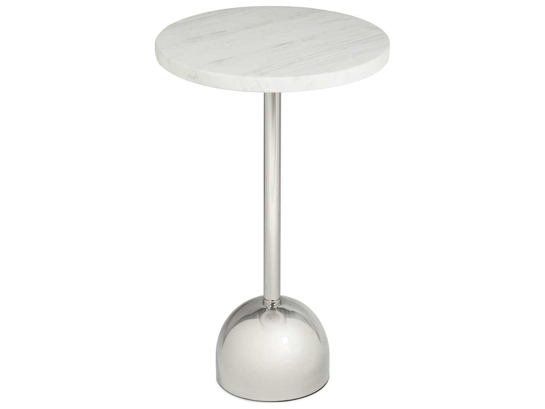 Regina Andrew Arthur Round Marble Polished Nickel End Table