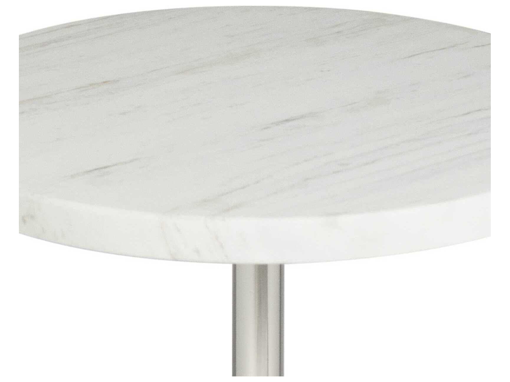 Regina Andrew Arthur Round Marble Polished Nickel End Table