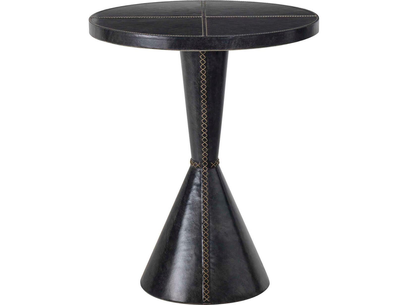 Regina Andrew Gabe Round Leather Black End Table