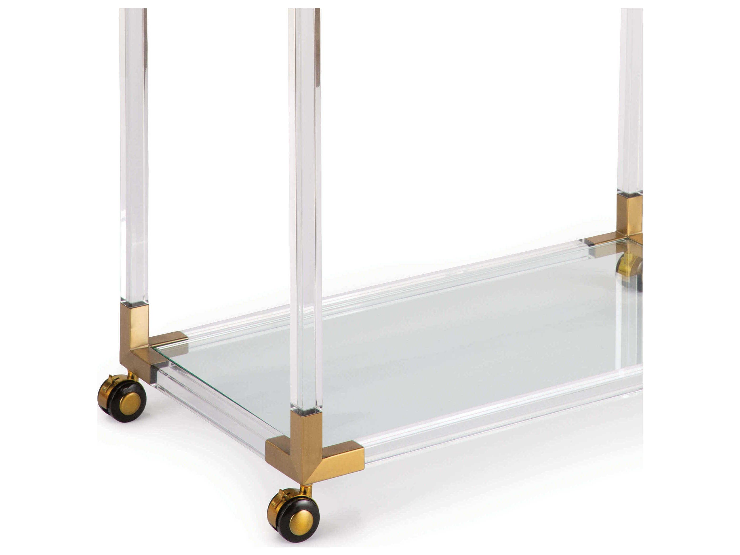 Regina Andrew Glass Gold Clear Natural Brass Bar Cart