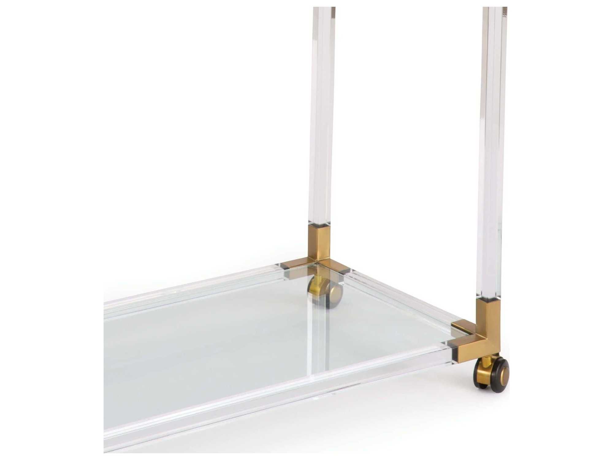 Regina Andrew Glass Gold Clear Natural Brass Bar Cart