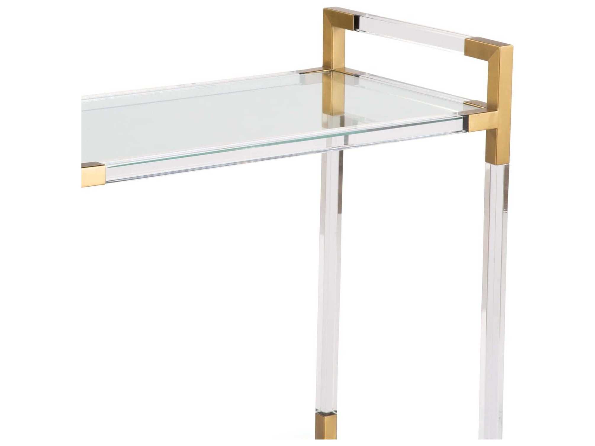 Regina Andrew Glass Gold Clear Natural Brass Bar Cart