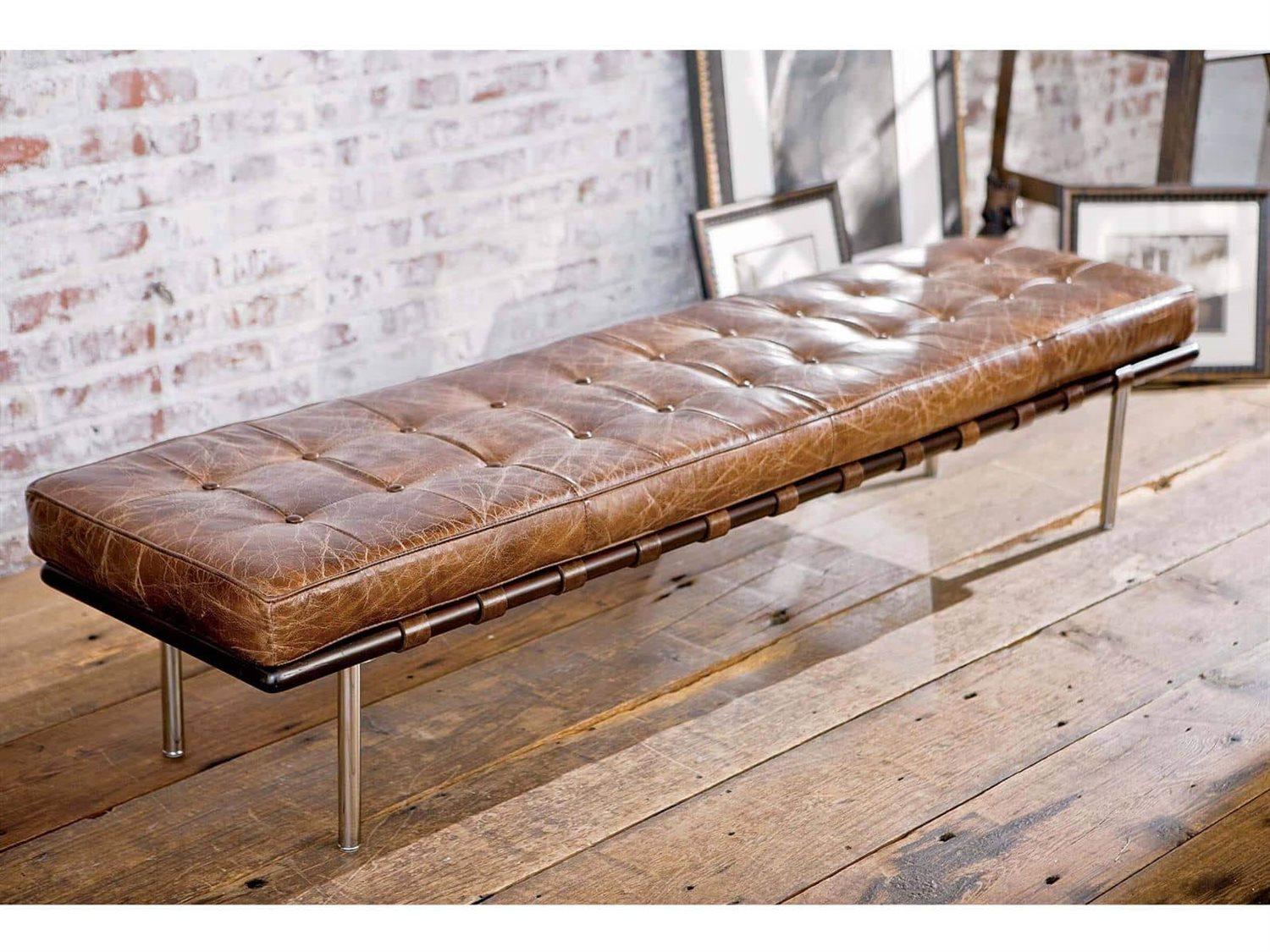 Regina Andrew Tufted Cigar Brown Leather Accent Bench