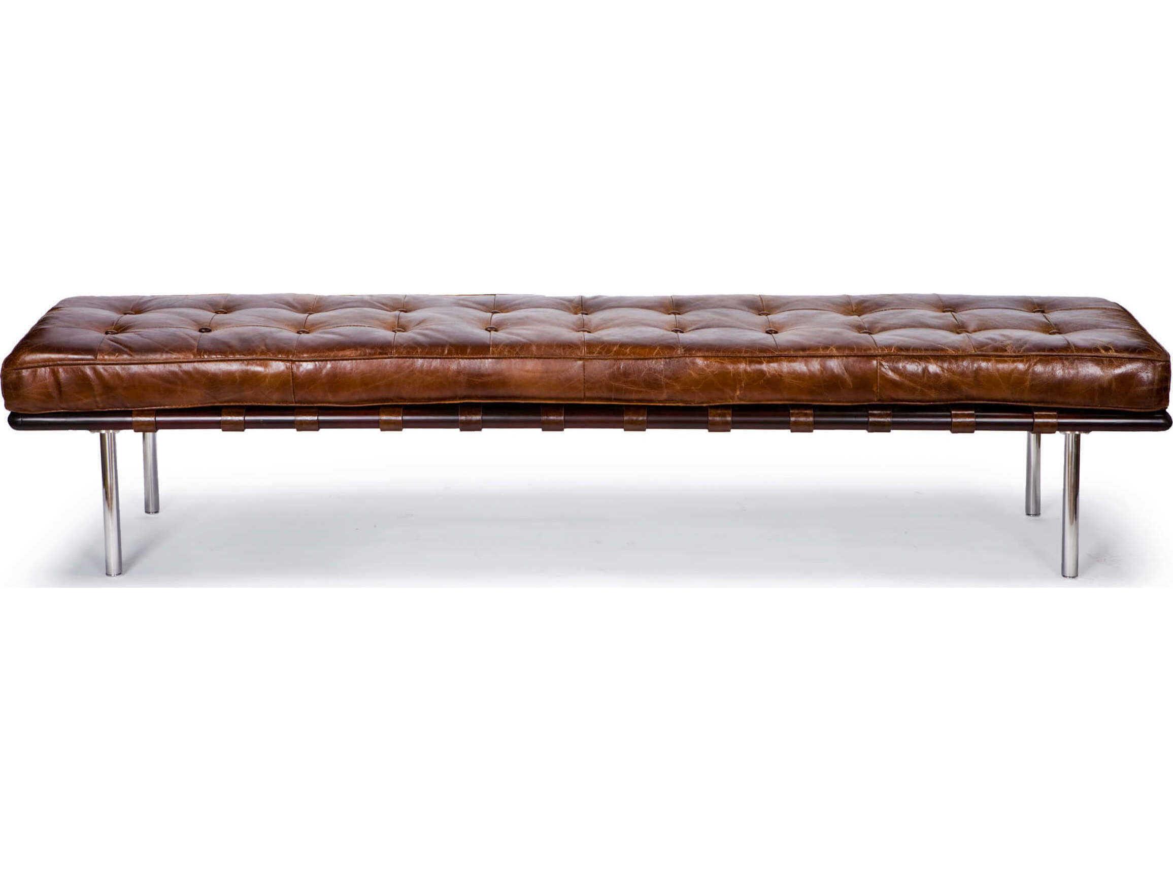 Regina Andrew Tufted Cigar Brown Leather Accent Bench