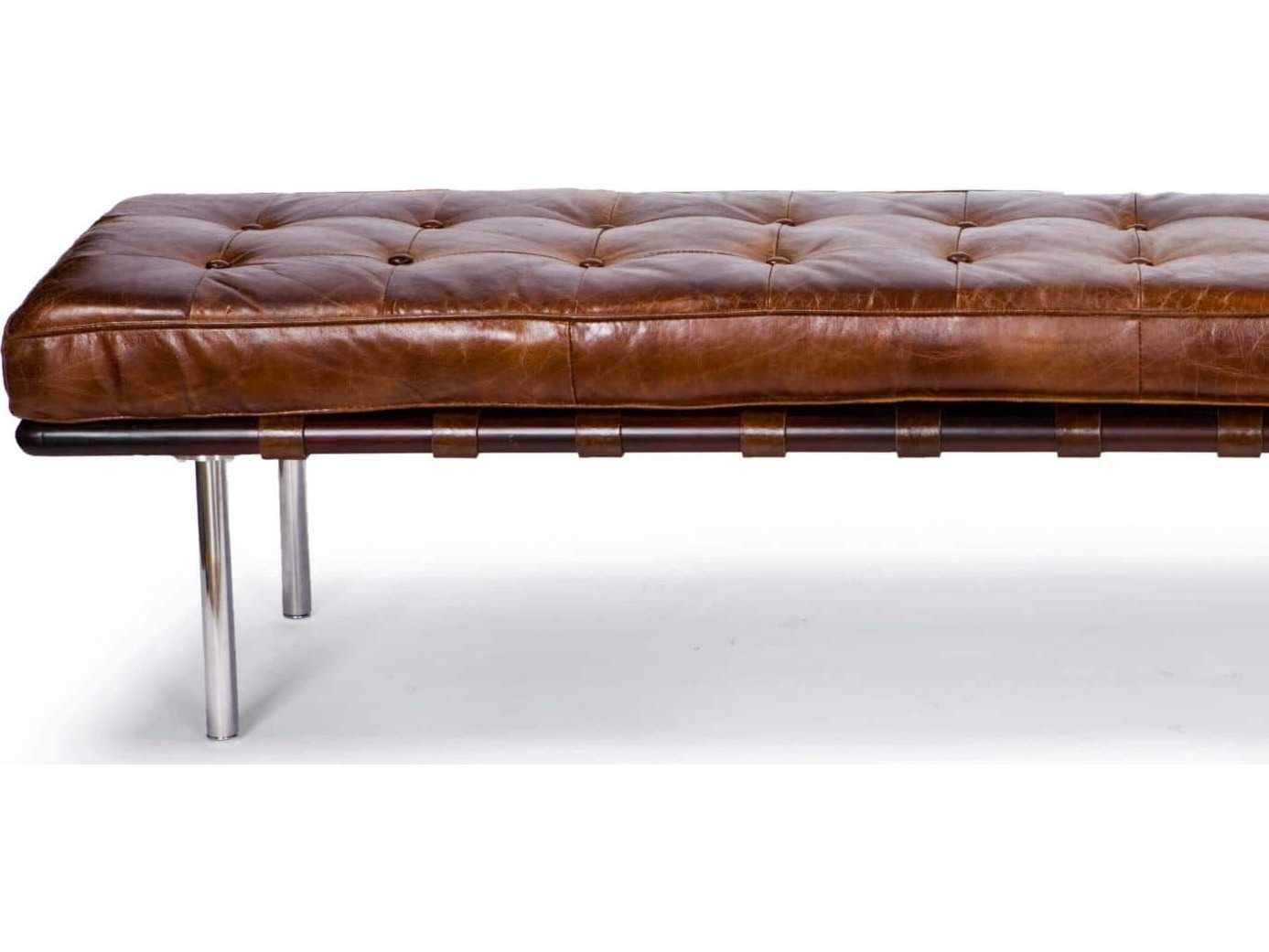 Regina Andrew Tufted Cigar Brown Leather Accent Bench