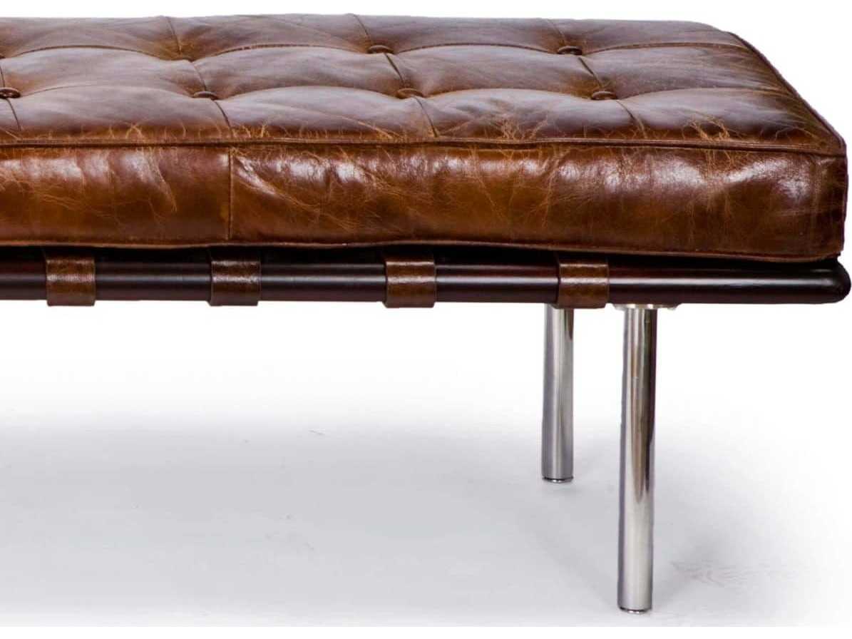 Regina Andrew Tufted Cigar Brown Leather Accent Bench