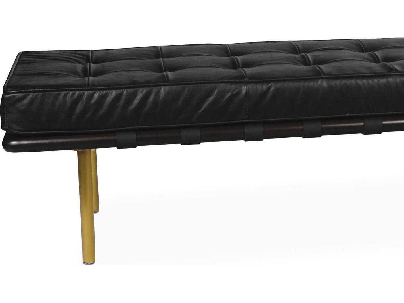 Regina Andrew Tufted Black Leather Accent Bench