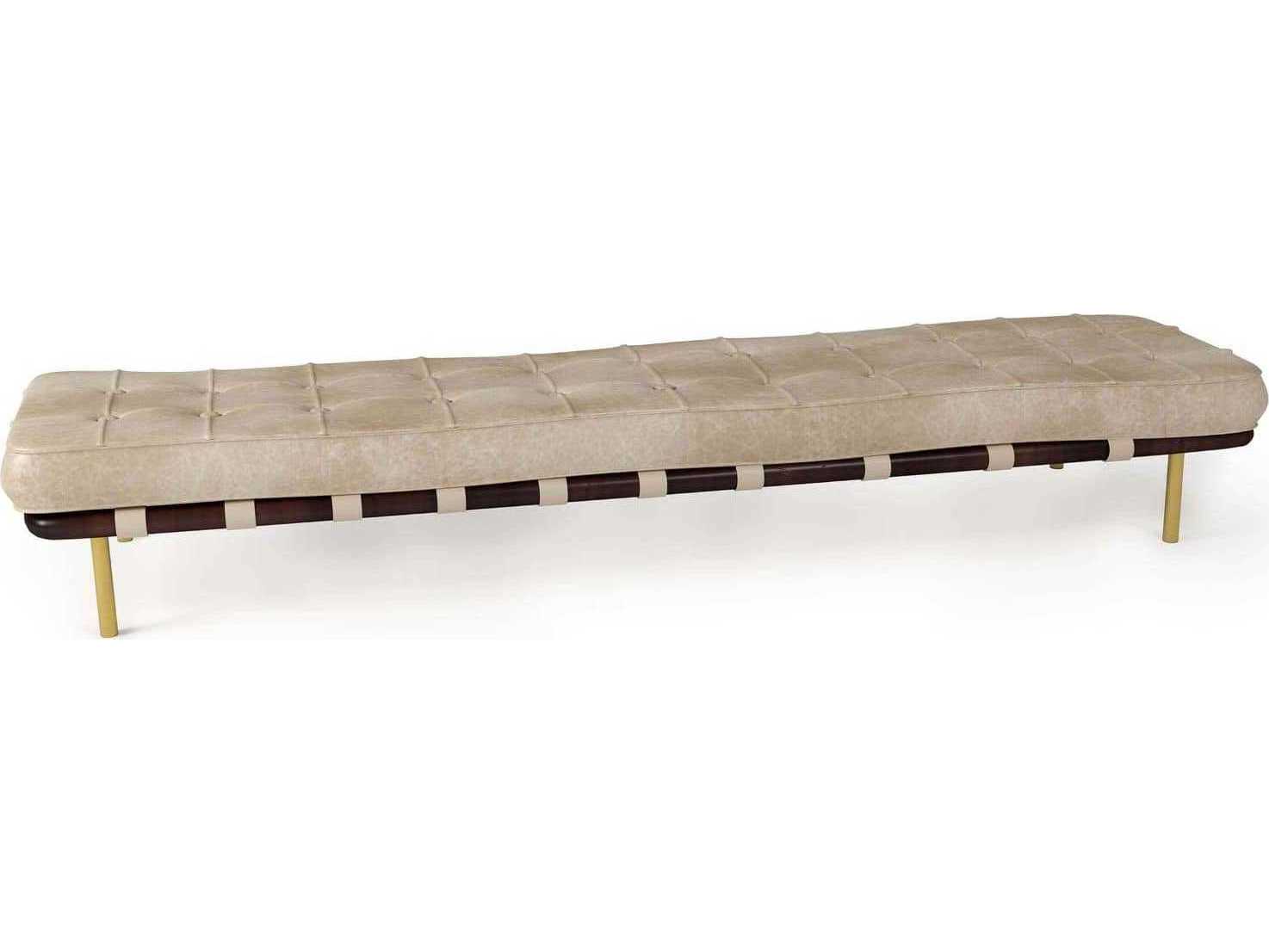 Regina Andrew Tufted Ivory Beige Leather Accent Bench