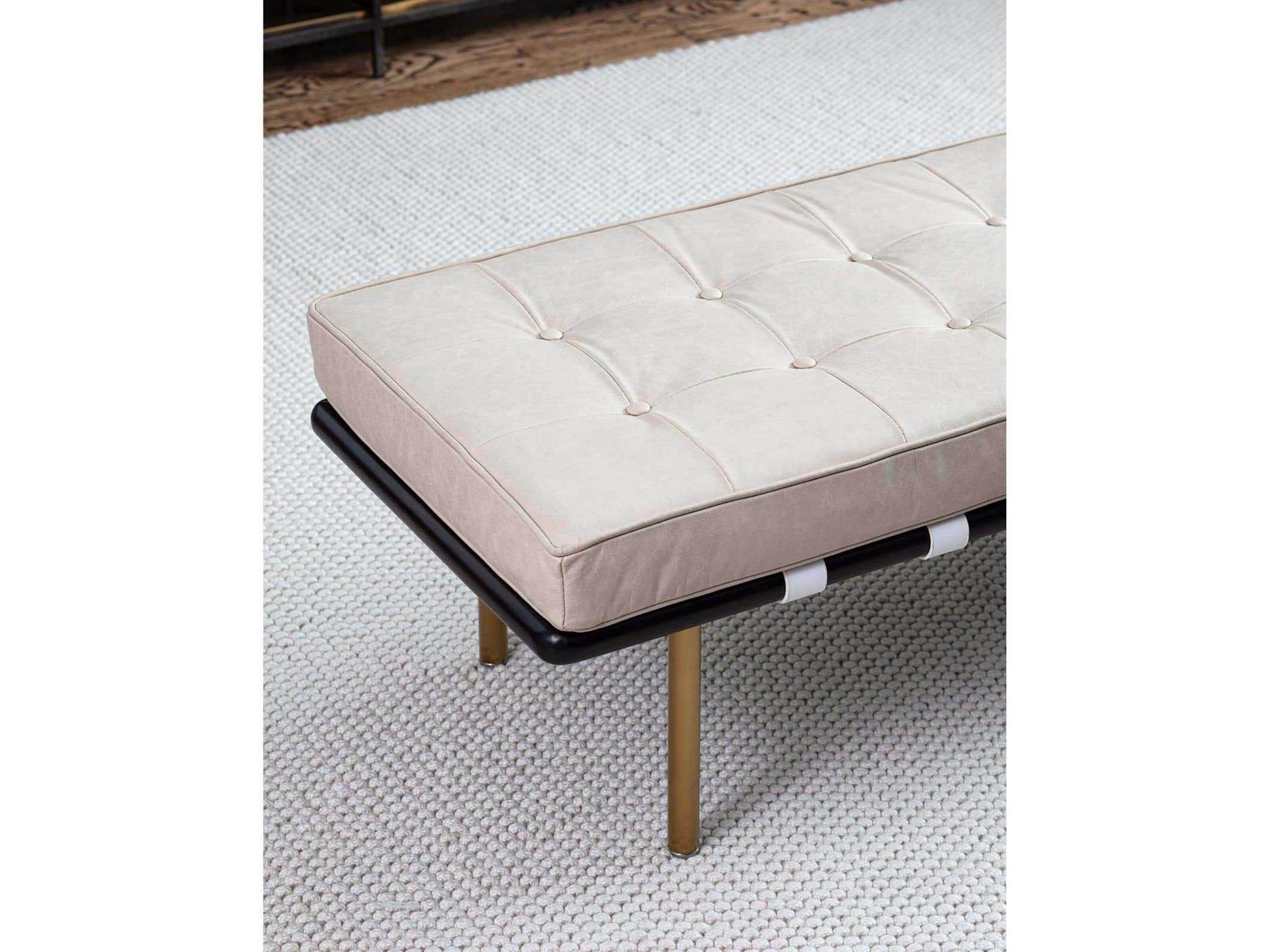 Regina Andrew Tufted Ivory Beige Leather Accent Bench