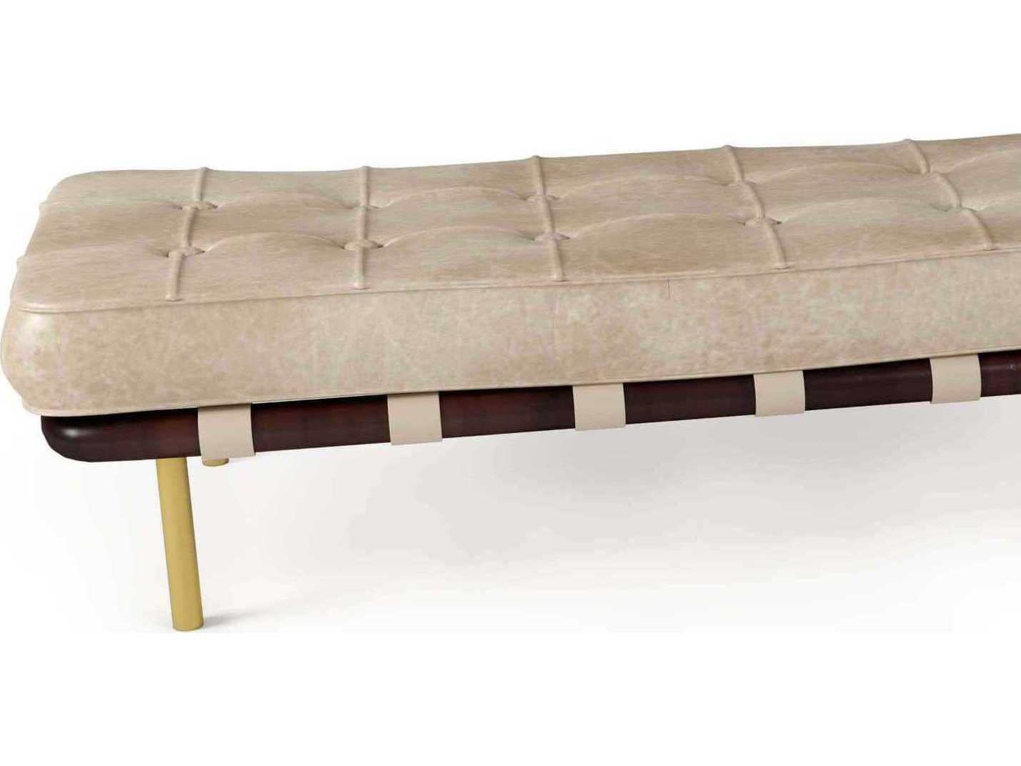 Regina Andrew Tufted Ivory Beige Leather Accent Bench