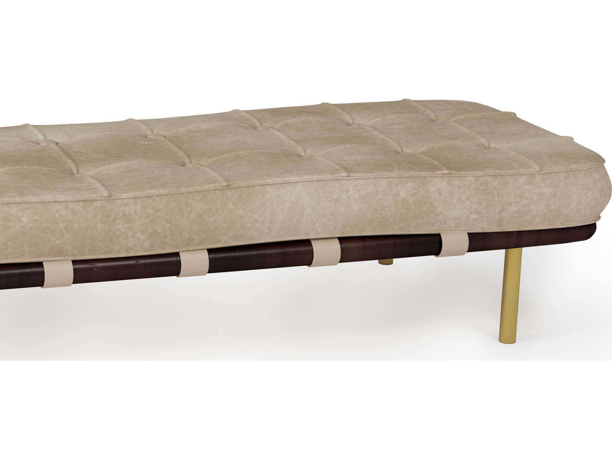 Regina Andrew Tufted Ivory Beige Leather Accent Bench