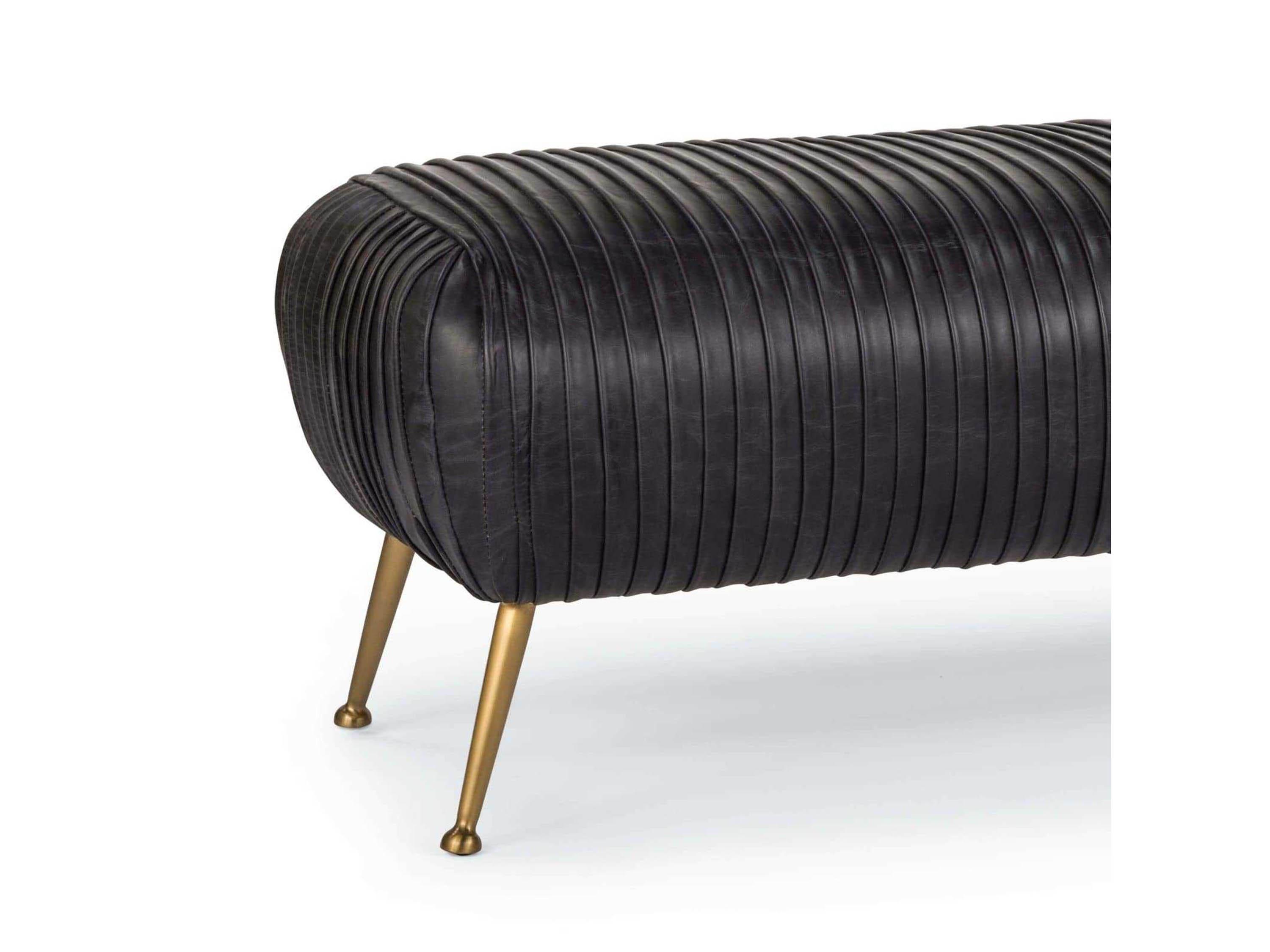 Regina Andrew Beretta Top Grain Leather Black Upholstered Accent Bench