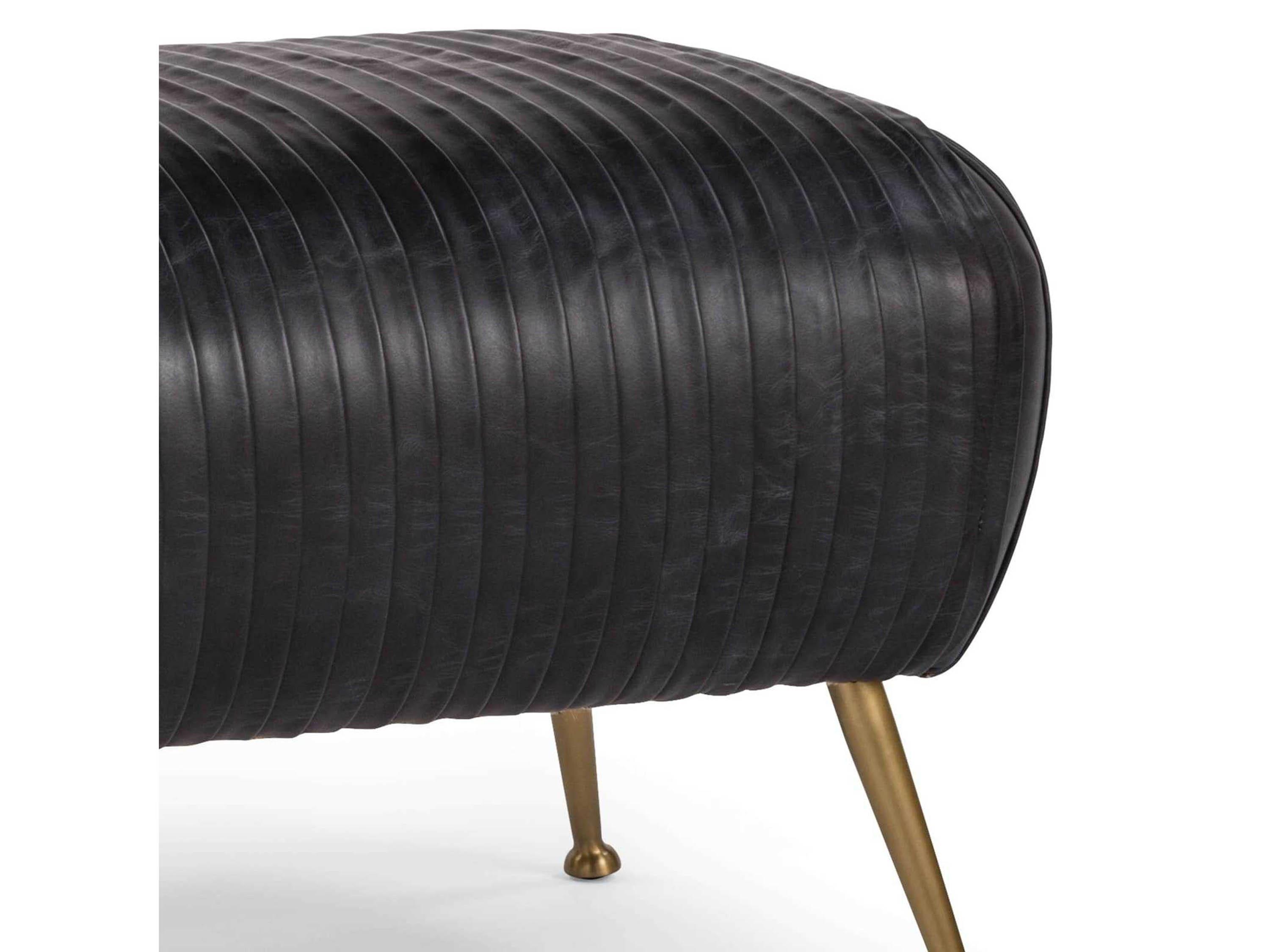 Regina Andrew Beretta Top Grain Leather Black Upholstered Accent Bench