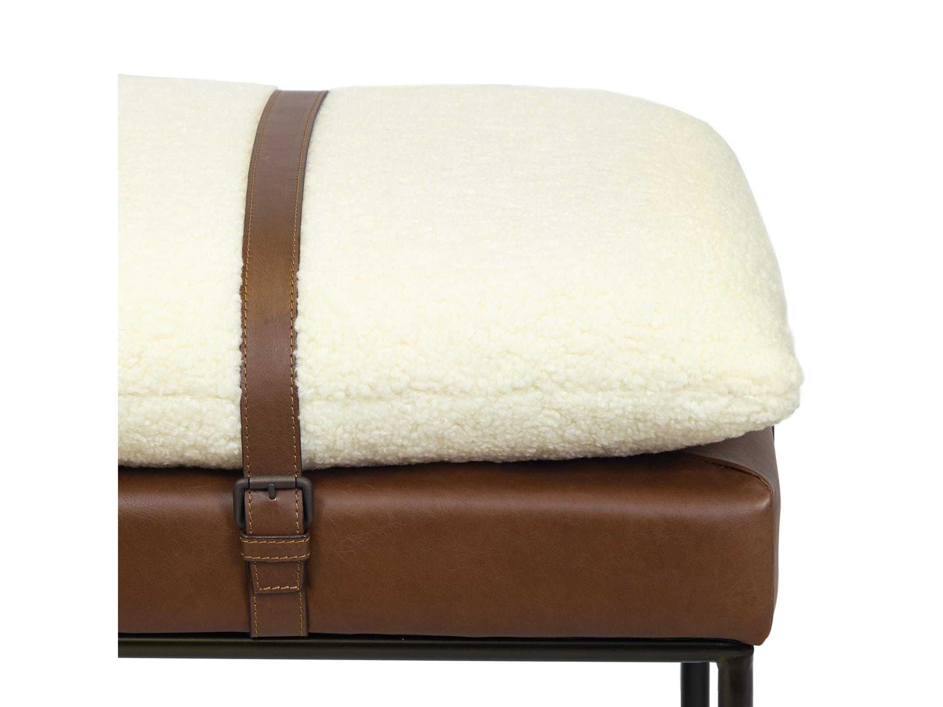Regina Andrew White Brown Upholstered Accent Bench