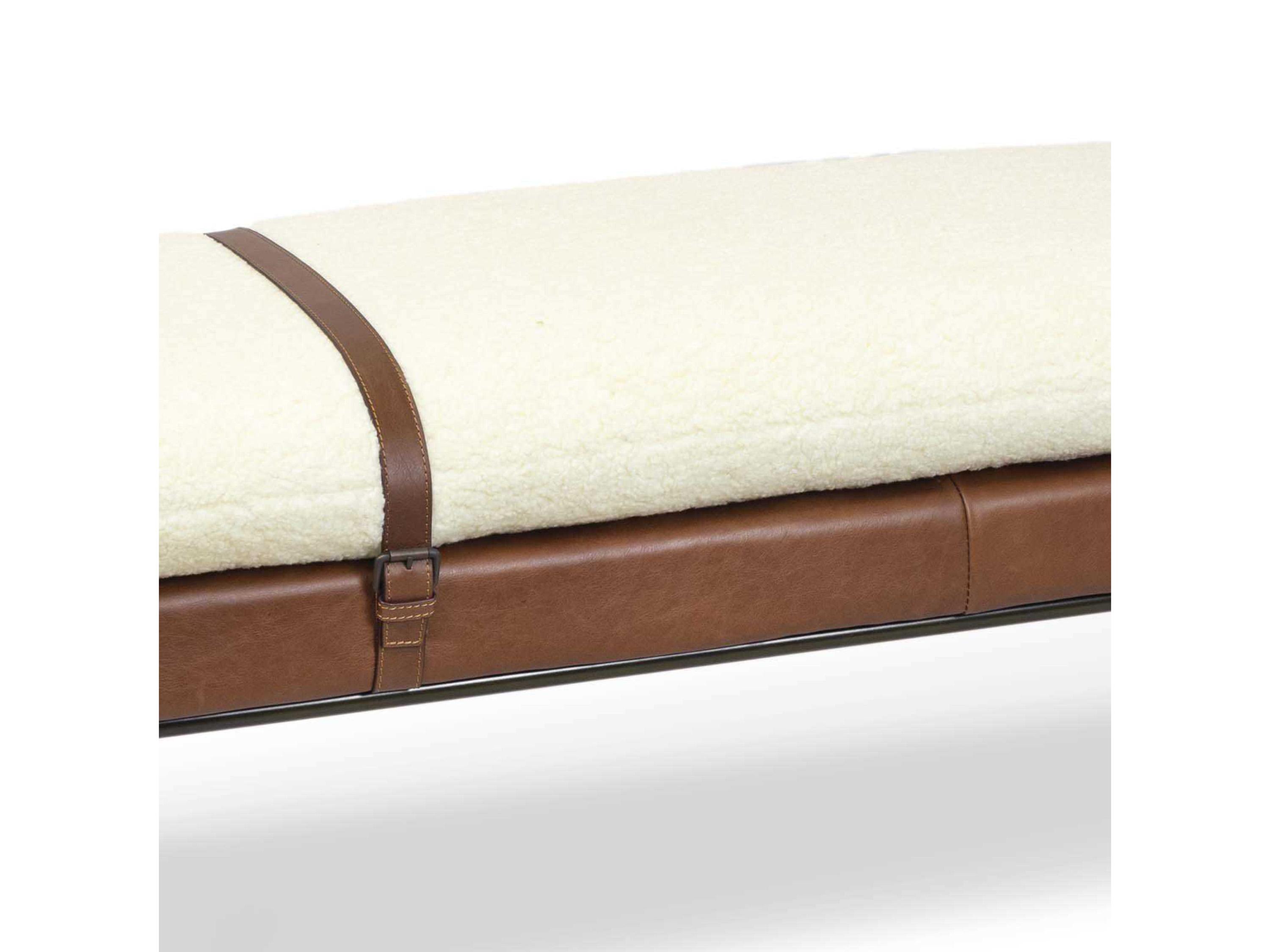 Regina Andrew White Brown Upholstered Accent Bench