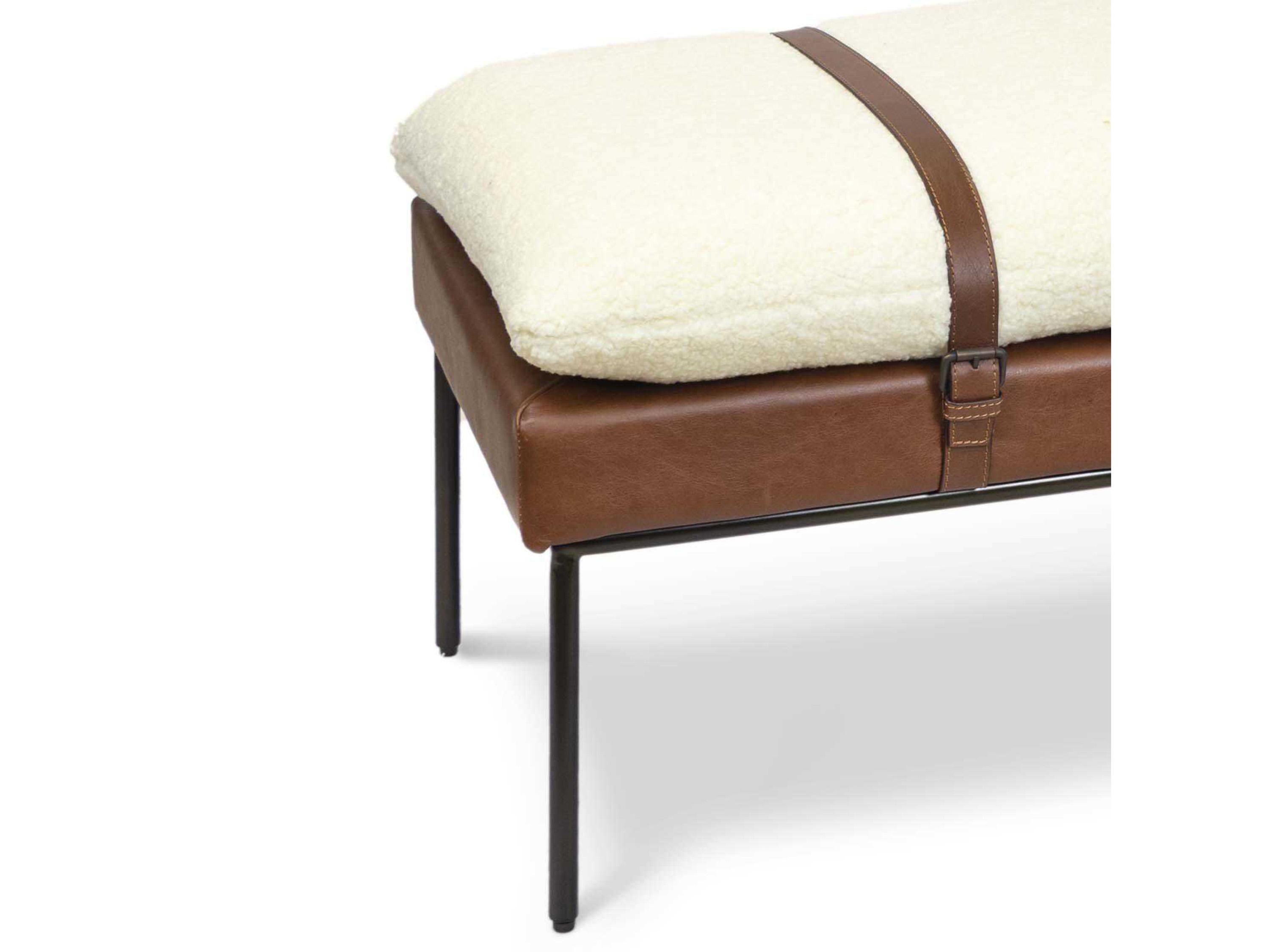 Regina Andrew White Brown Upholstered Accent Bench