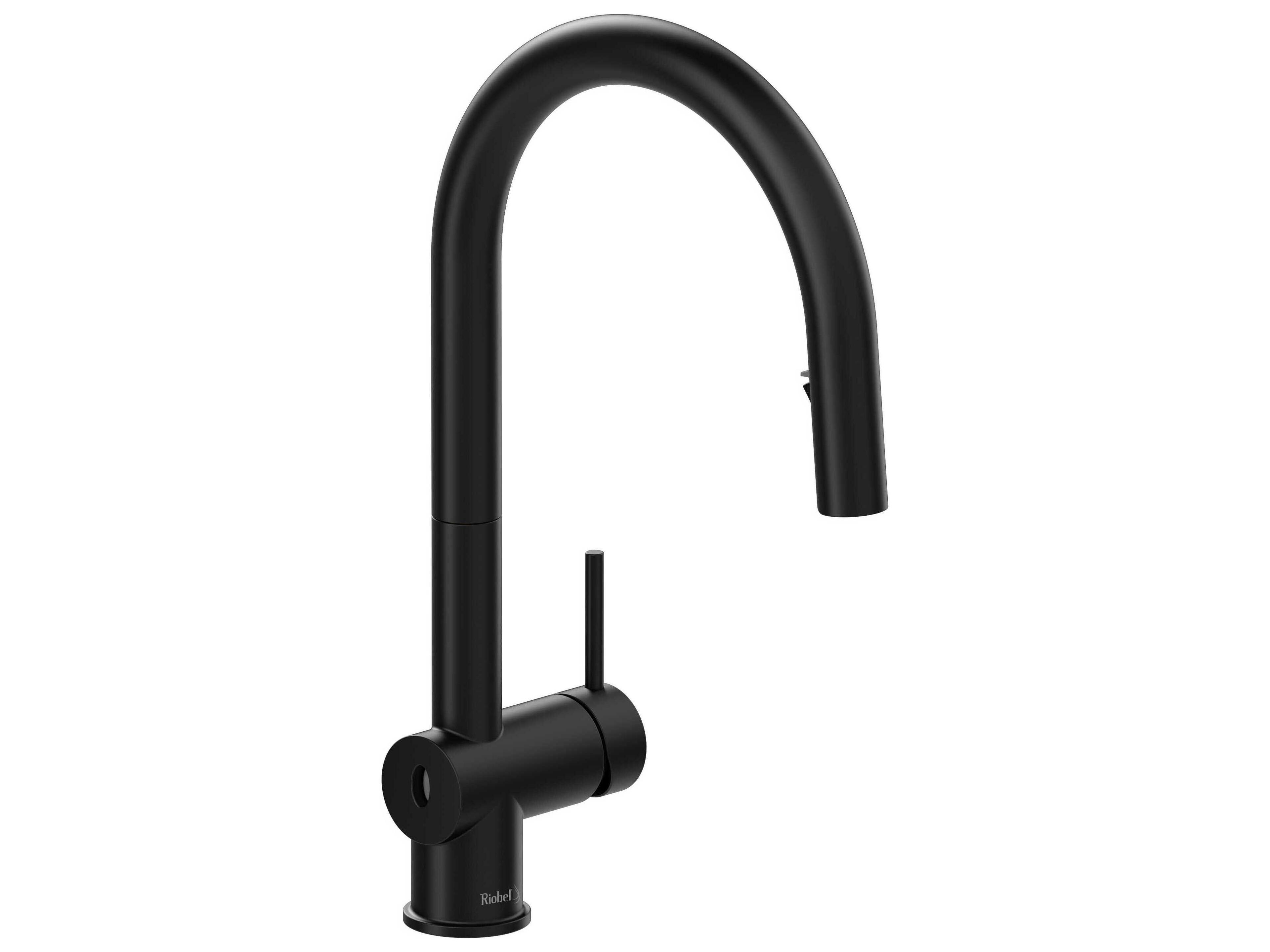 Riobel Azure Black Pull-Down Touchless Kitchen Faucet with C-Spout