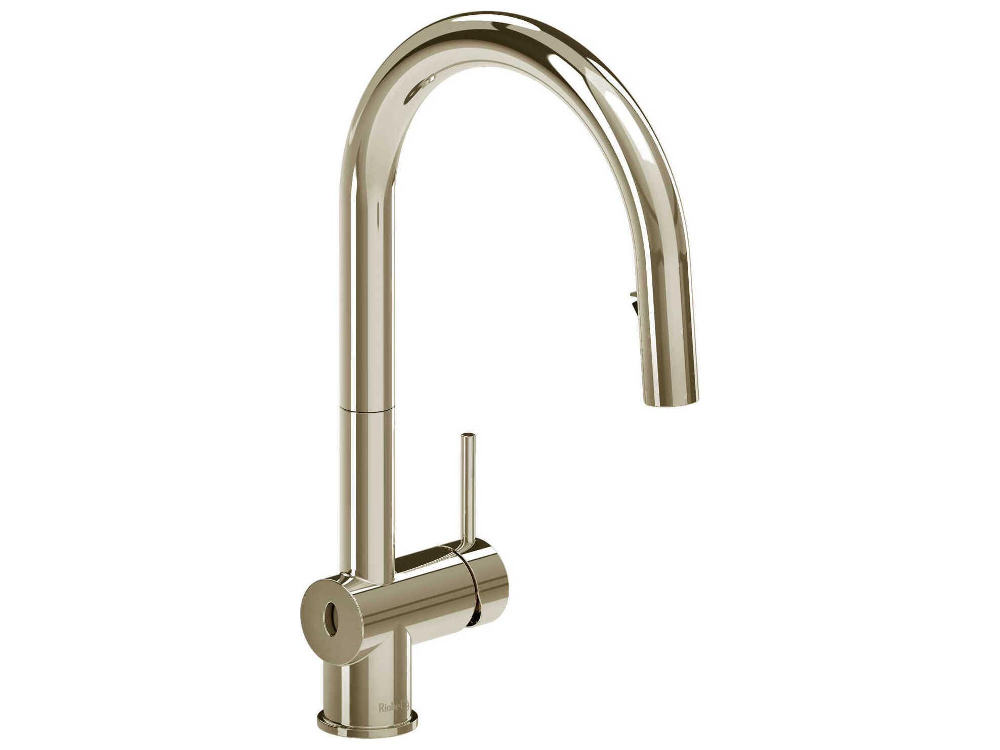 Riobel Azure Polished Nickel Pull-Down Touchless Kitchen Faucet with C-Spout