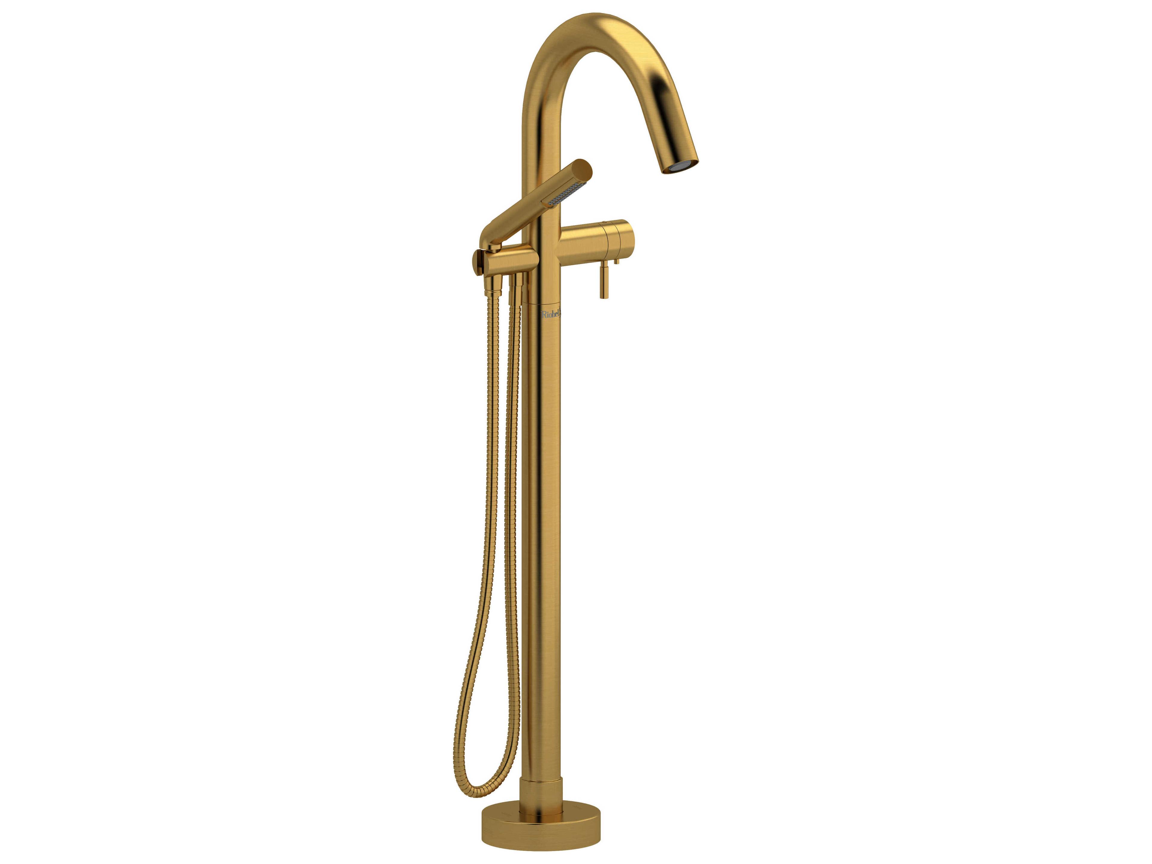 Riobel Riu Brushed Gold Single Hole Floor Mount Tub Filler Trim