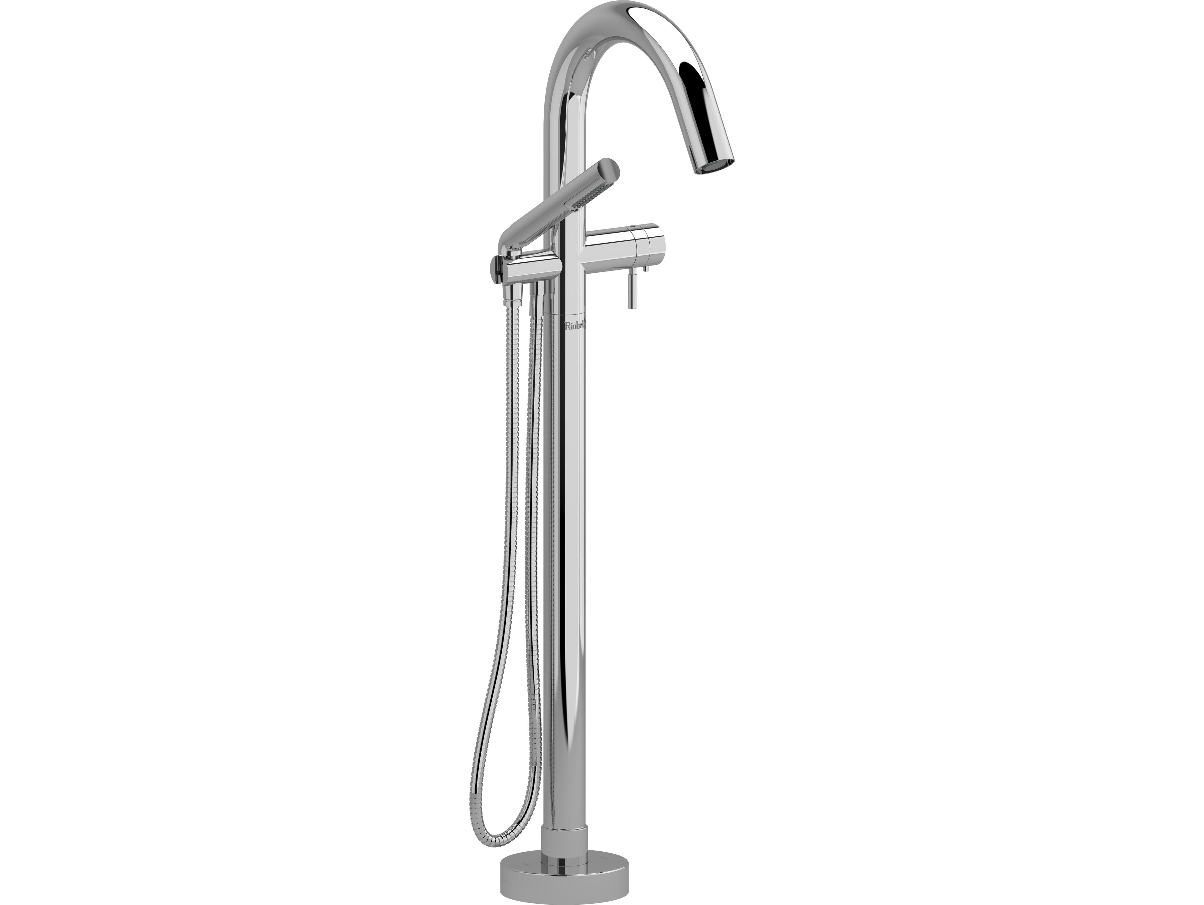 Riobel Riu 2-way Type T Thermostatic Coaxial Floor-mount Tub Filler with Hand Shower Trim
