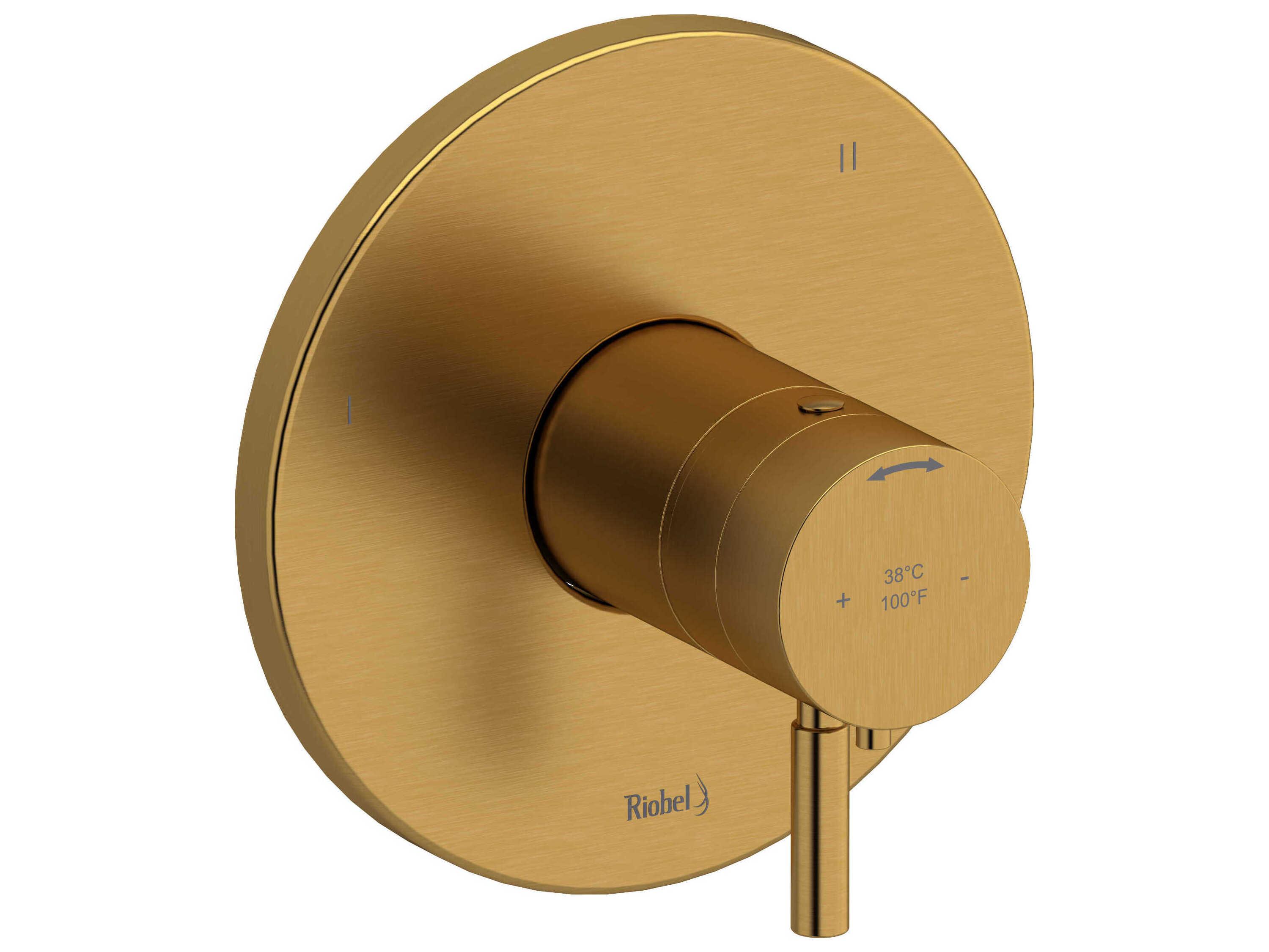 Riobel Riu Brushed Gold Therm & Pressure Balance Trim with 5 Functions