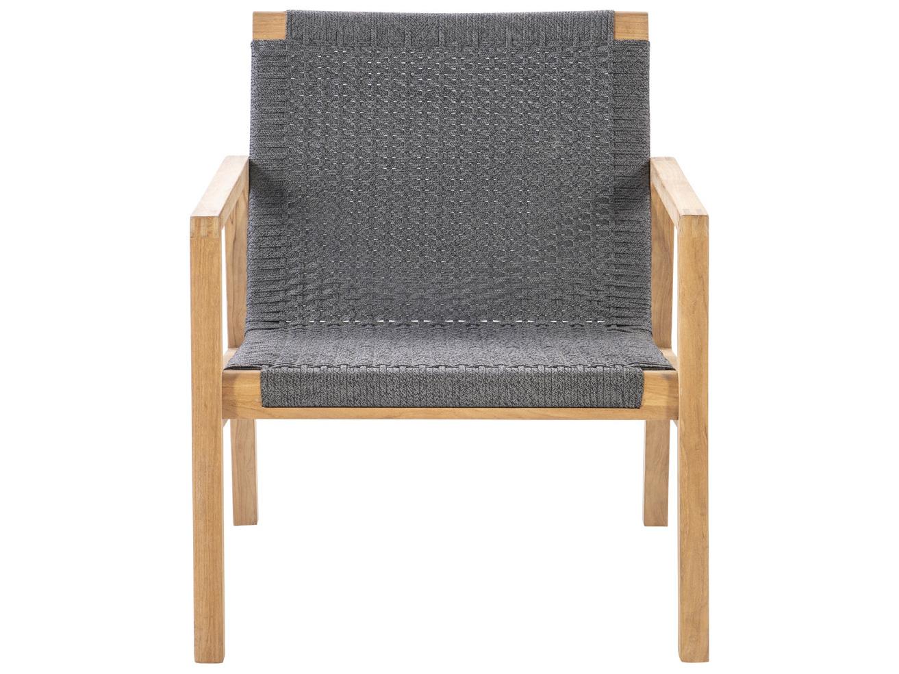Royal Teak Collection Admiral Teak Rope Arm Stationary Lounge Chair in Charcoal