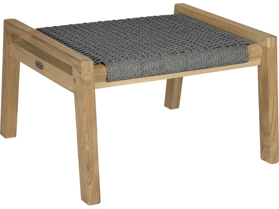 Royal Teak Collection Admiral Teak Rope Ottoman in Charcoal