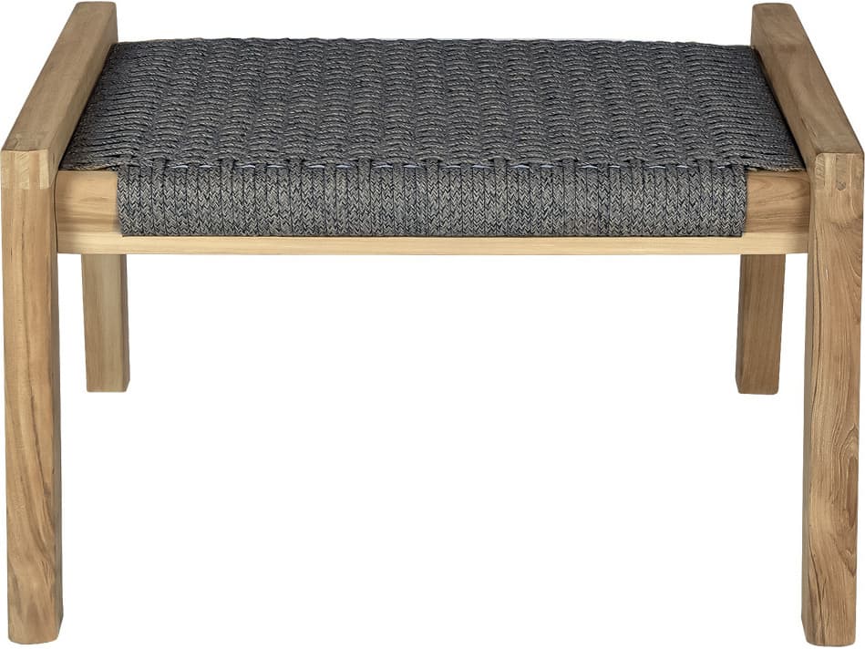 Royal Teak Collection Admiral Teak Rope Ottoman in Charcoal