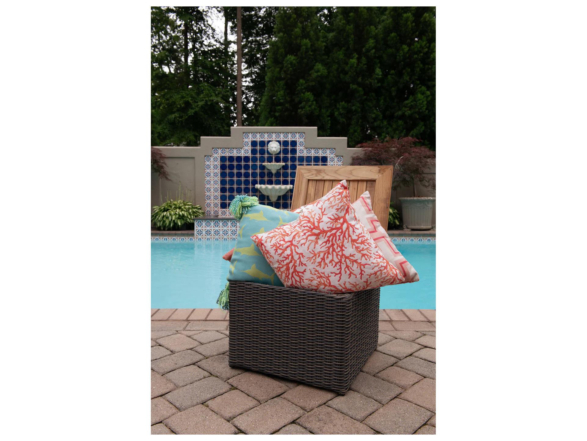 Royal Teak Collection Boca Wicker Square Teak End Table