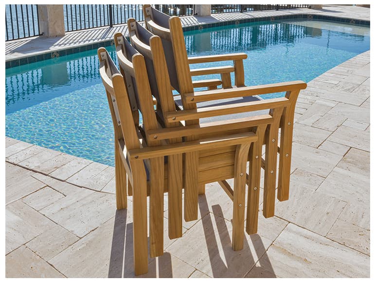 Royal Teak Collection Captiva Sling Stacking Chair-Gray
