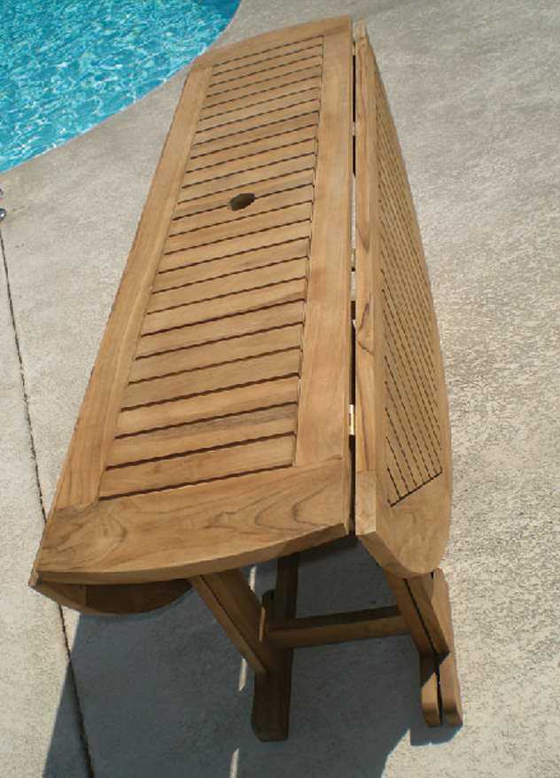 Royal Teak Collection Round Drop Leaf Outdoor Patio Dining Table