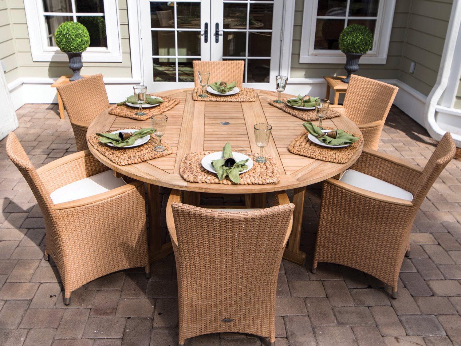 Royal Teak Collection Helena Wicker Outdoor Dining Set