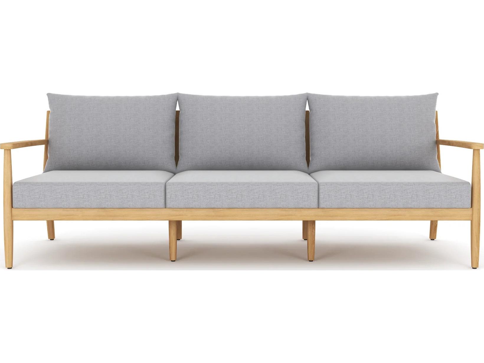 Royal Teak Collection Palma Teak Cushion Stationary Sofa in Granite Cushions