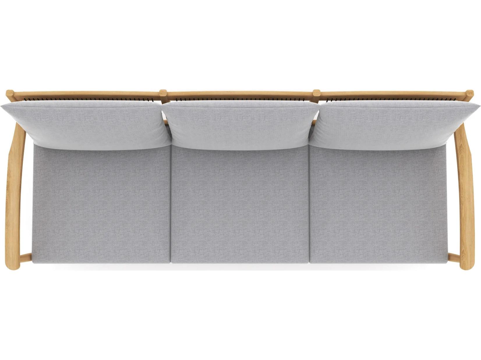 Royal Teak Collection Palma Teak Cushion Stationary Sofa in Granite Cushions