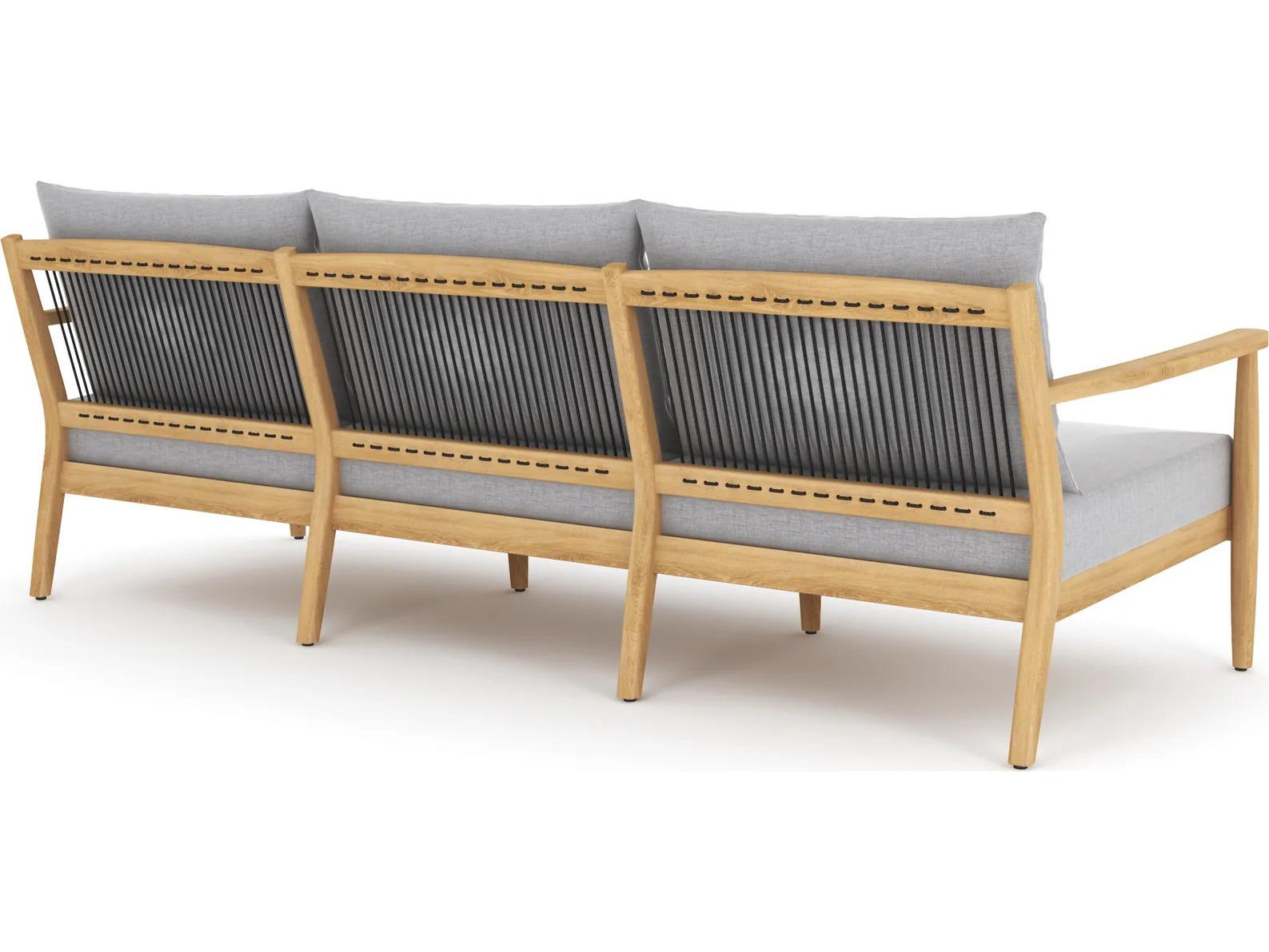 Royal Teak Collection Palma Teak Cushion Stationary Sofa in Granite Cushions