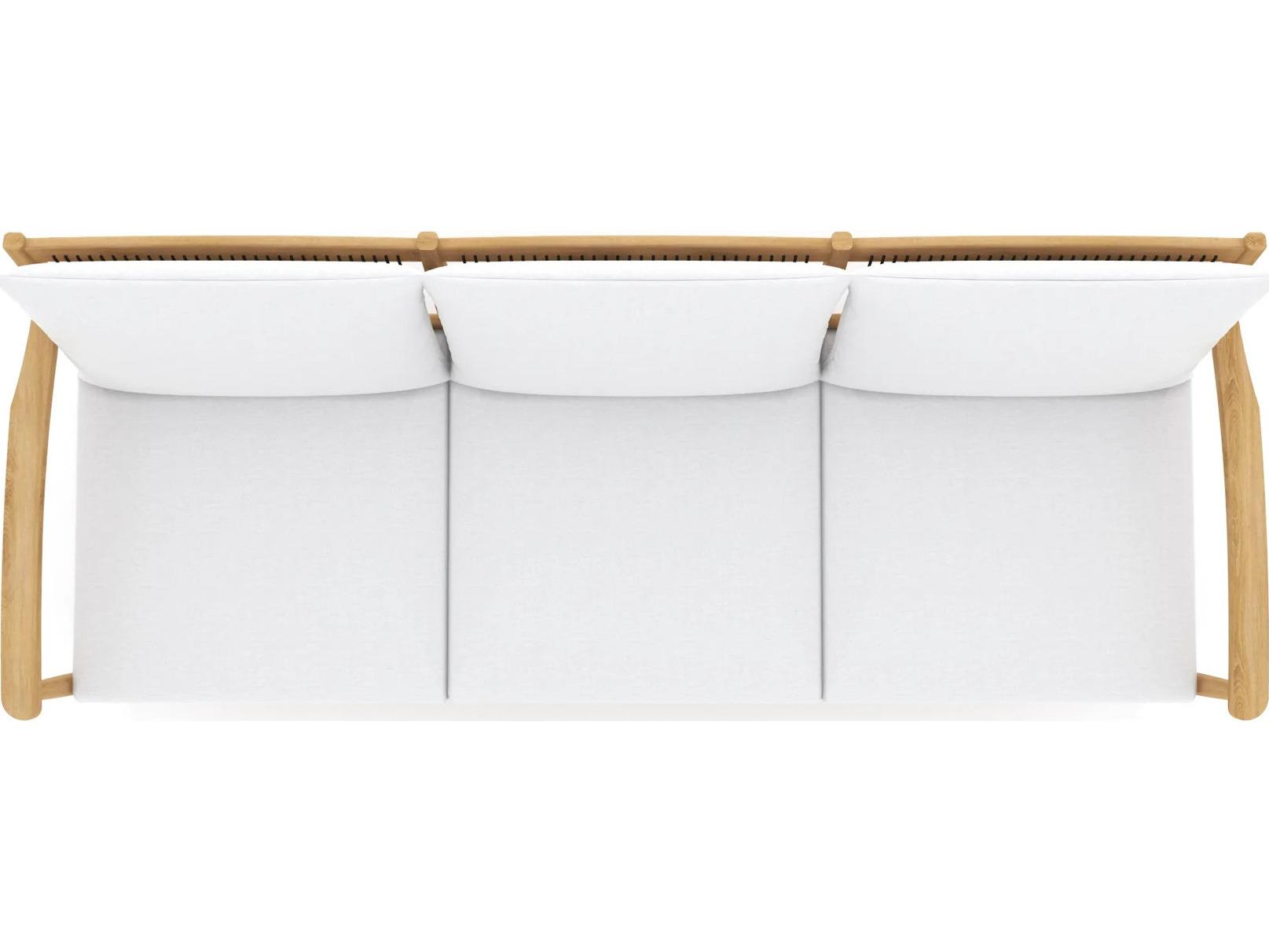 Royal Teak Collection Palma Teak Cushion Stationary Sofa in White Cushions