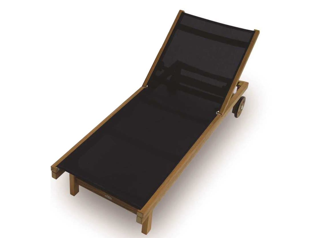 Royal Teak Collection Sundaze Black Sling Adjustable Patio Chaise Lounge
