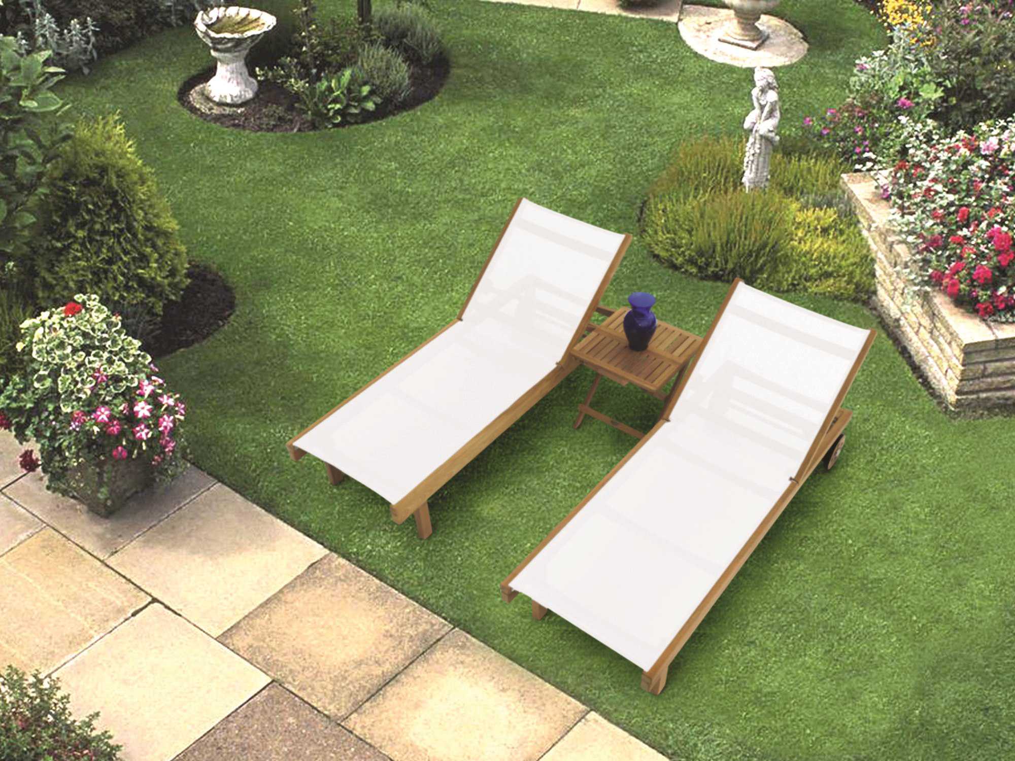 Royal Teak Collection Sundaze White Sling Adjustable Patio Chaise Lounge