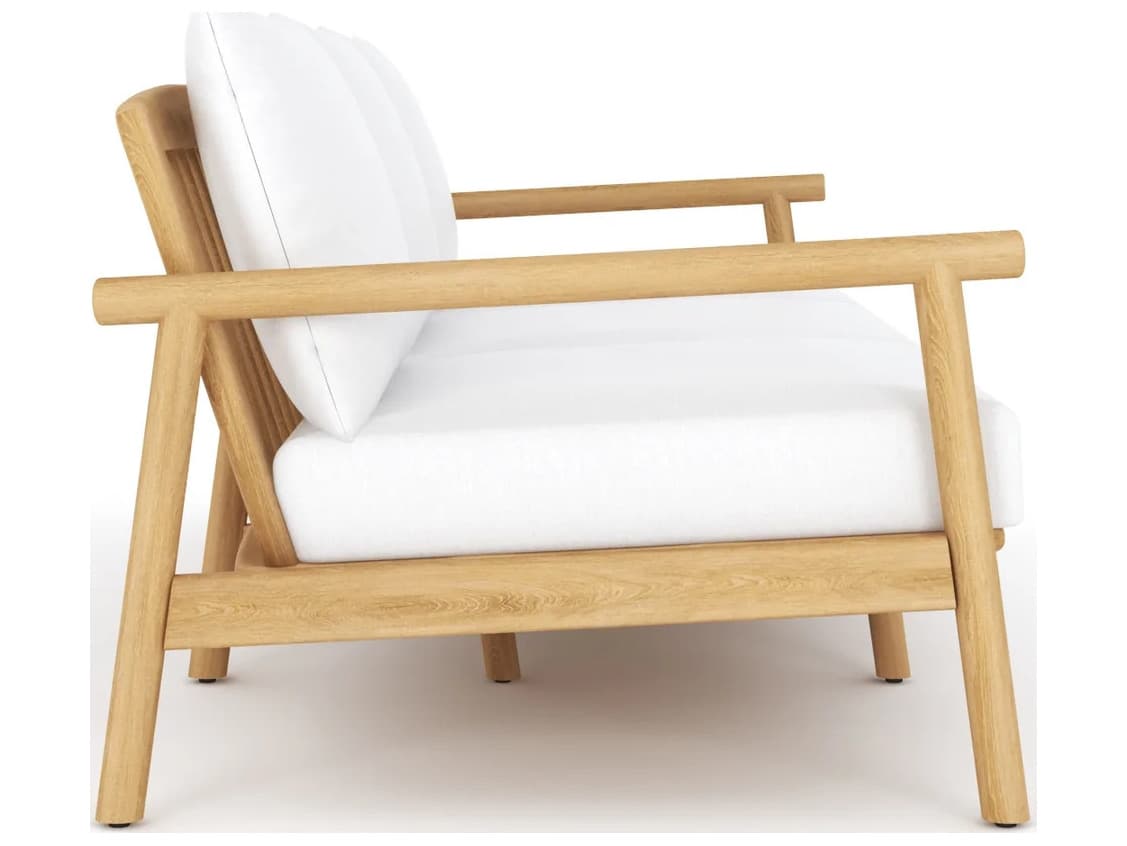 Royal Teak Collection Seville Teak Cushion Stationary Sofa in White Cushions