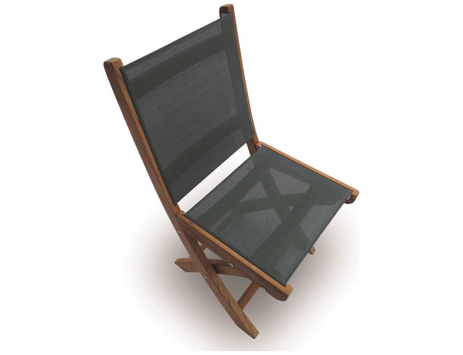 Royal Teak Collection Sailmate Moss Sling Folding Outdoor Patio Dining Side Chair