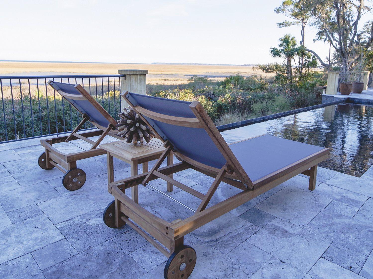 Royal Teak Collection Sundaze Teak Pool Patio Lounge Set