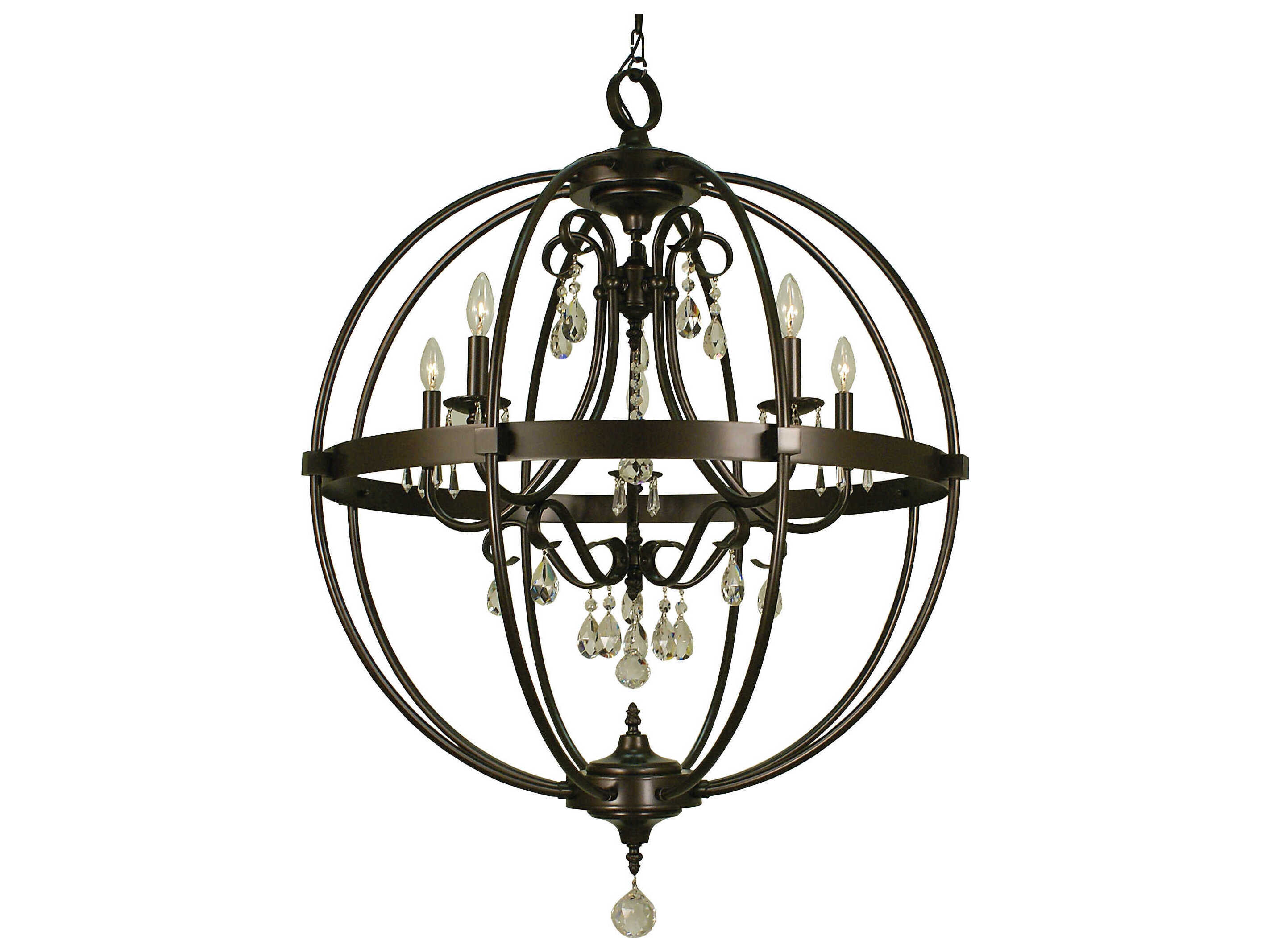 Framburg Compass 5-Light Crystal Globe Chandelier