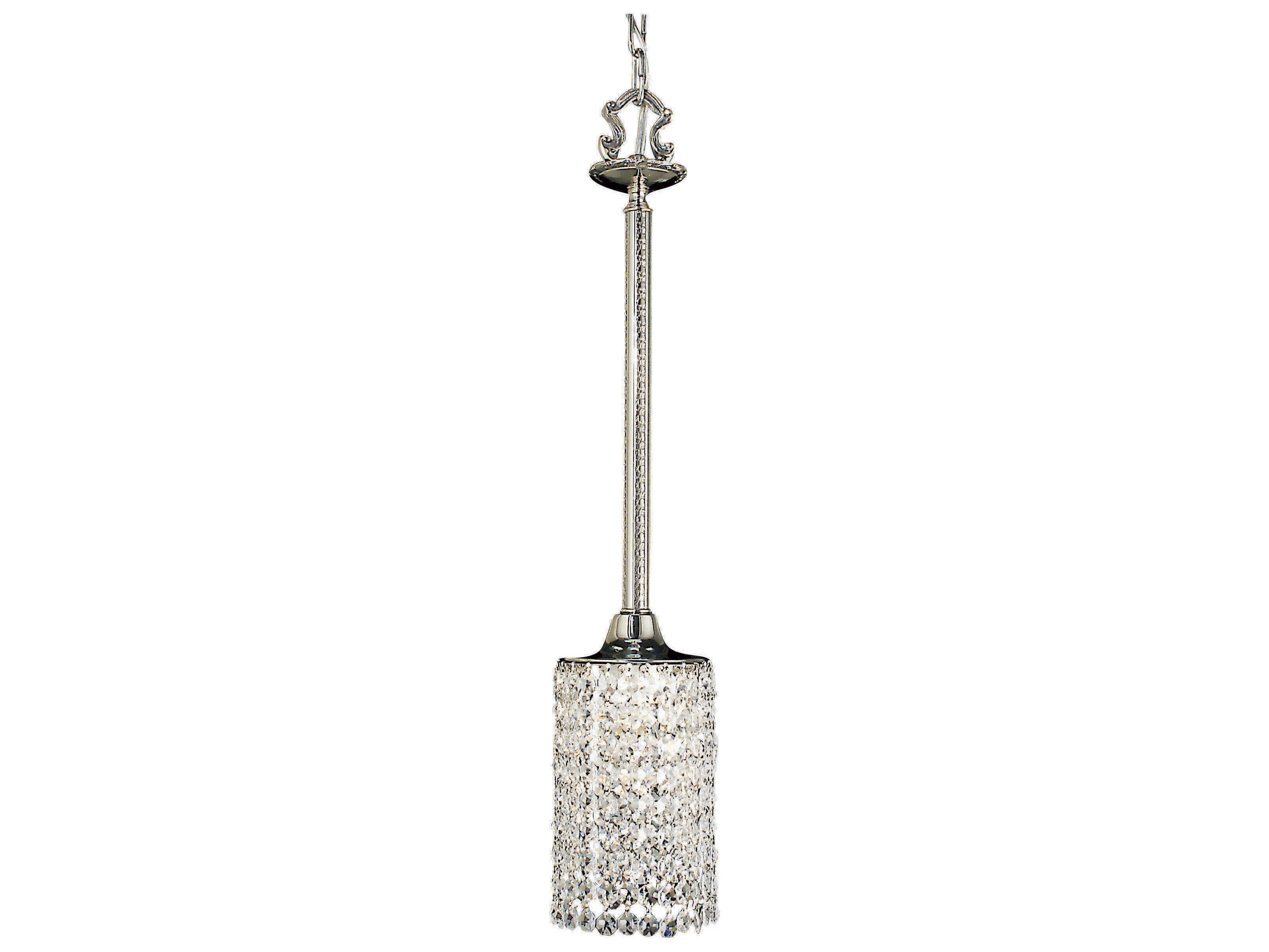 Framburg Princessa 1-Light Polished Silver Crystal Cylinder Mini Pendant