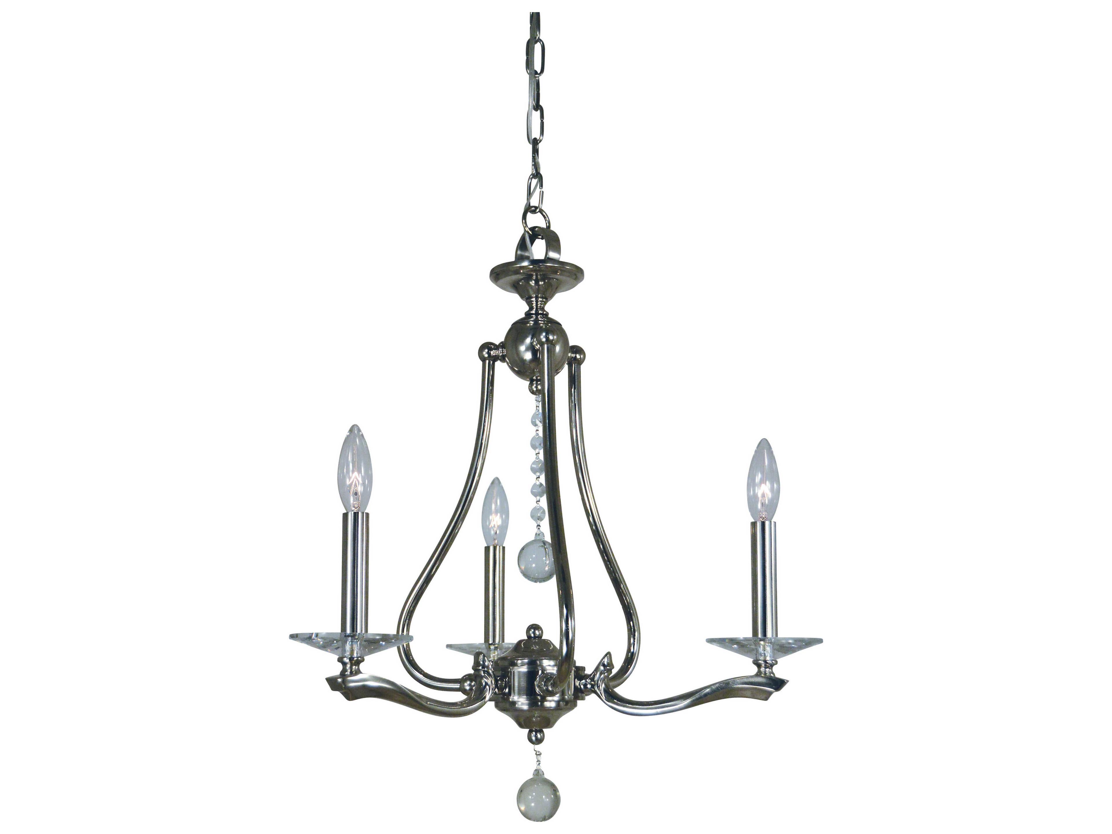 Framburg Allena 3-Light Polished Nickel Crystal Candelabra Chandelier