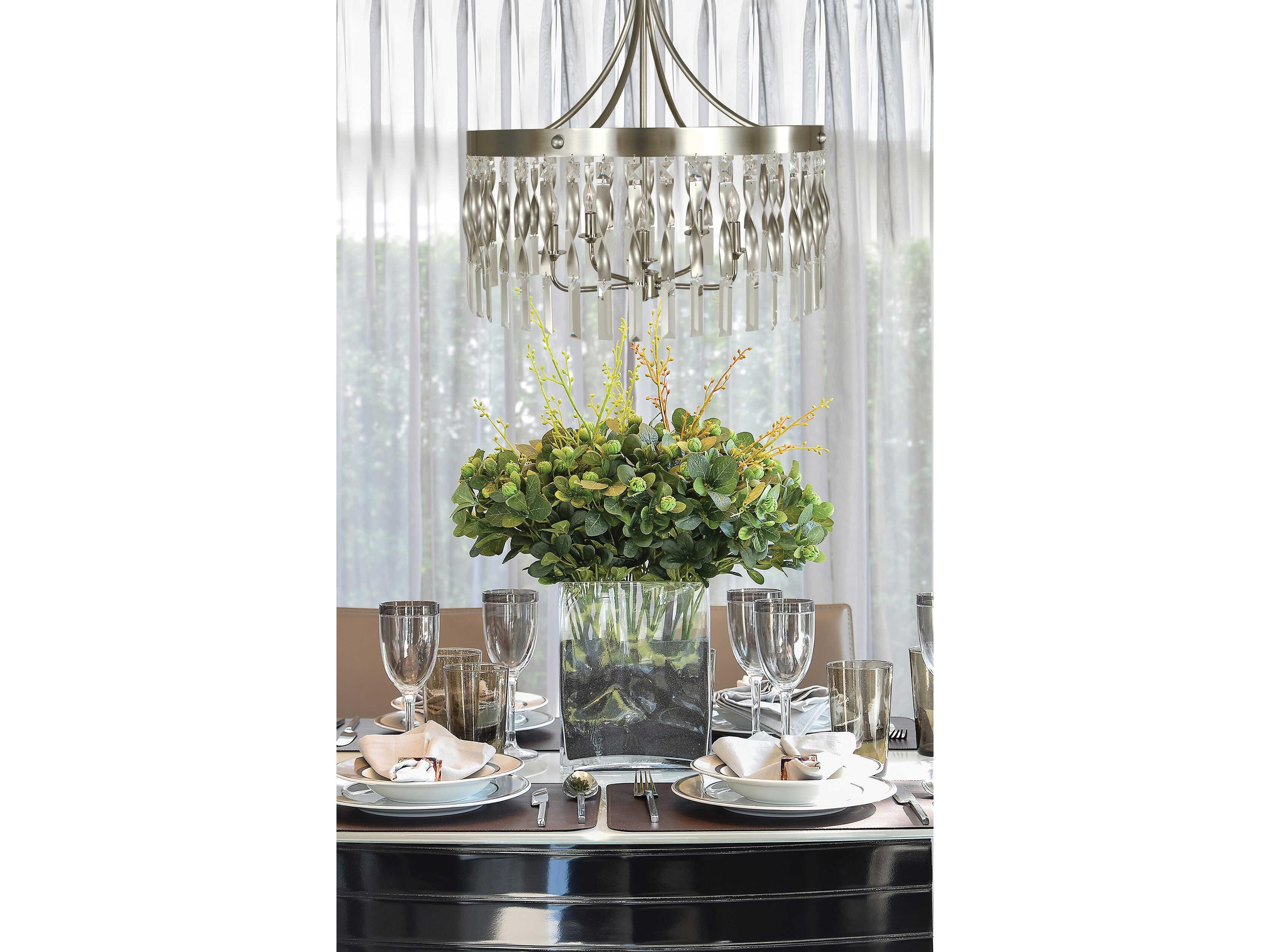 Framburg Adele 5-Light Satin Pewter Polished Nickel Crystal Candelabra Chandelier