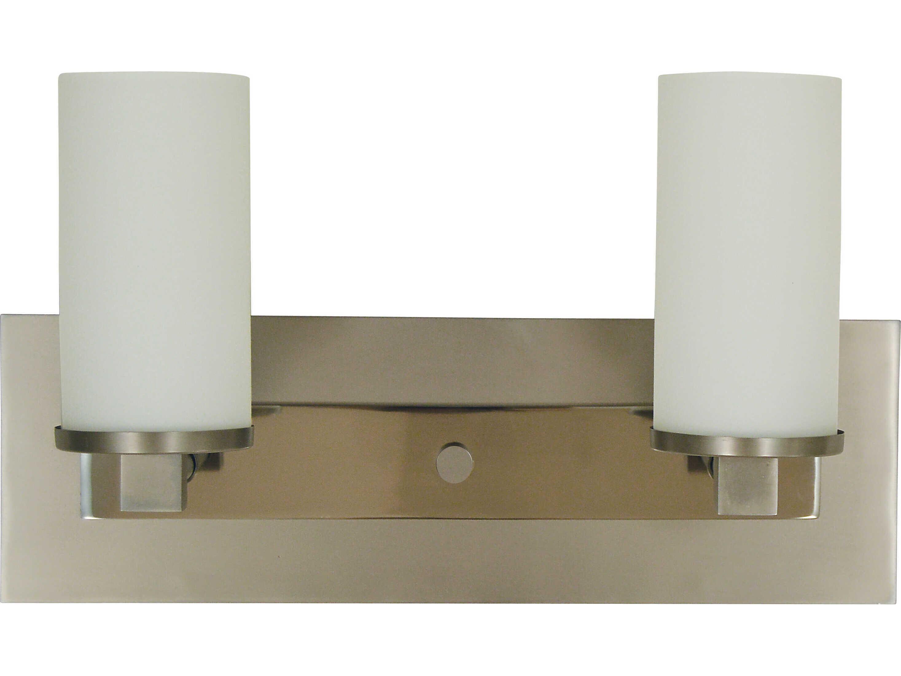 Framburg Mercer 2-Light Satin Pewter Polished Nickel Glass Vanity Light