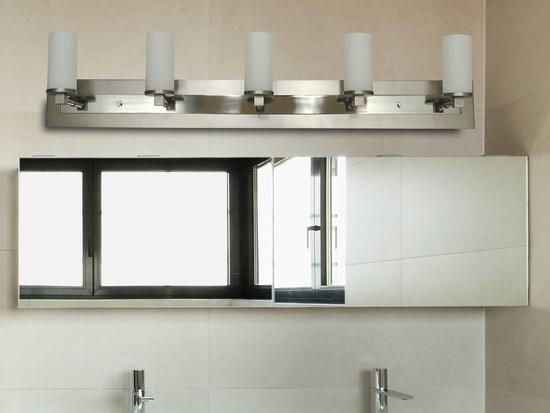 Framburg Mercer 5-Light Satin Pewter Polished Nickel Glass Vanity Light