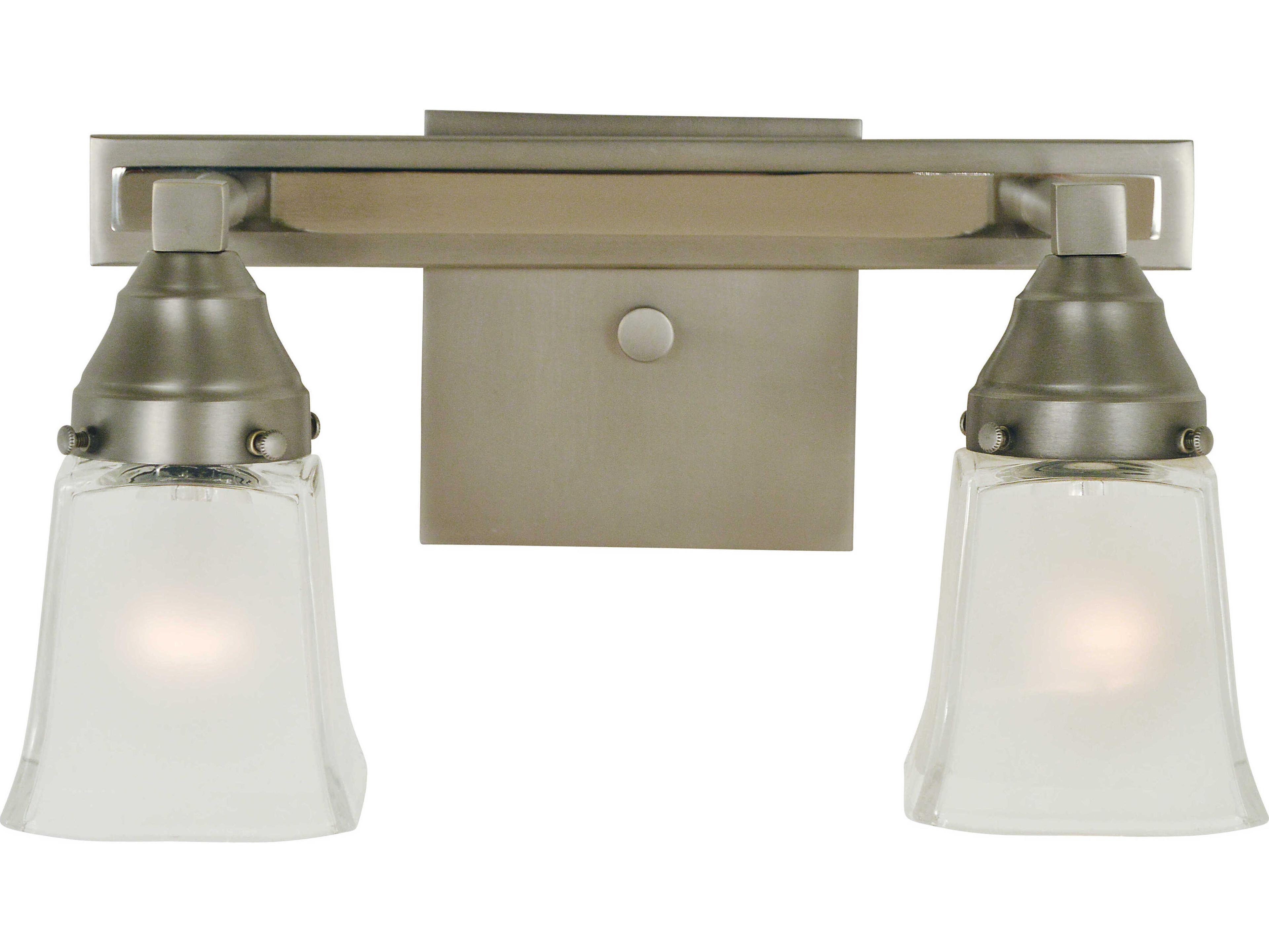 Framburg Mercer 2-Light Satin Pewter Polished Nickel Glass Vanity Light