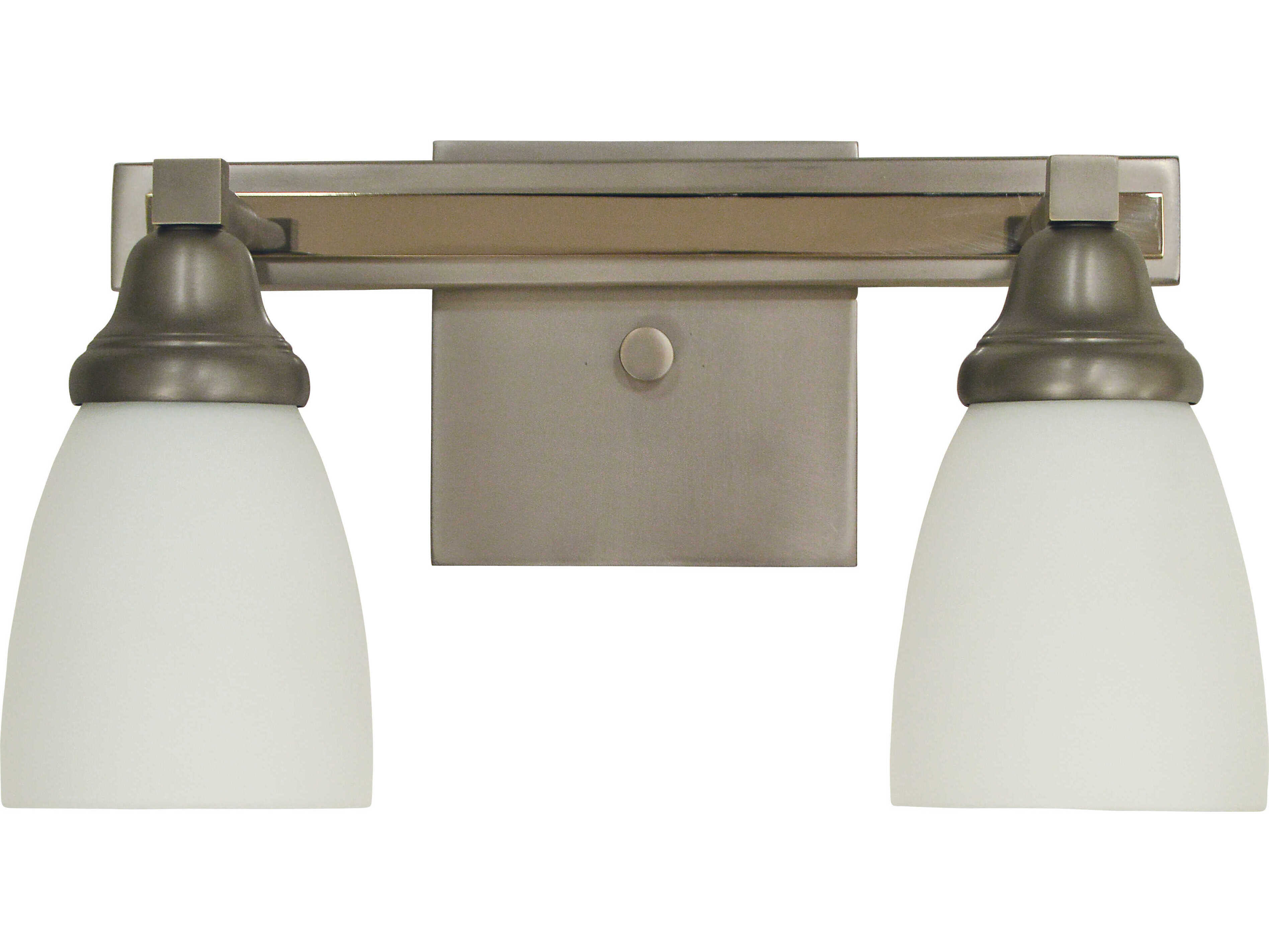 Framburg Mercer 2-Light Satin Pewter Polished Nickel Glass Vanity Light