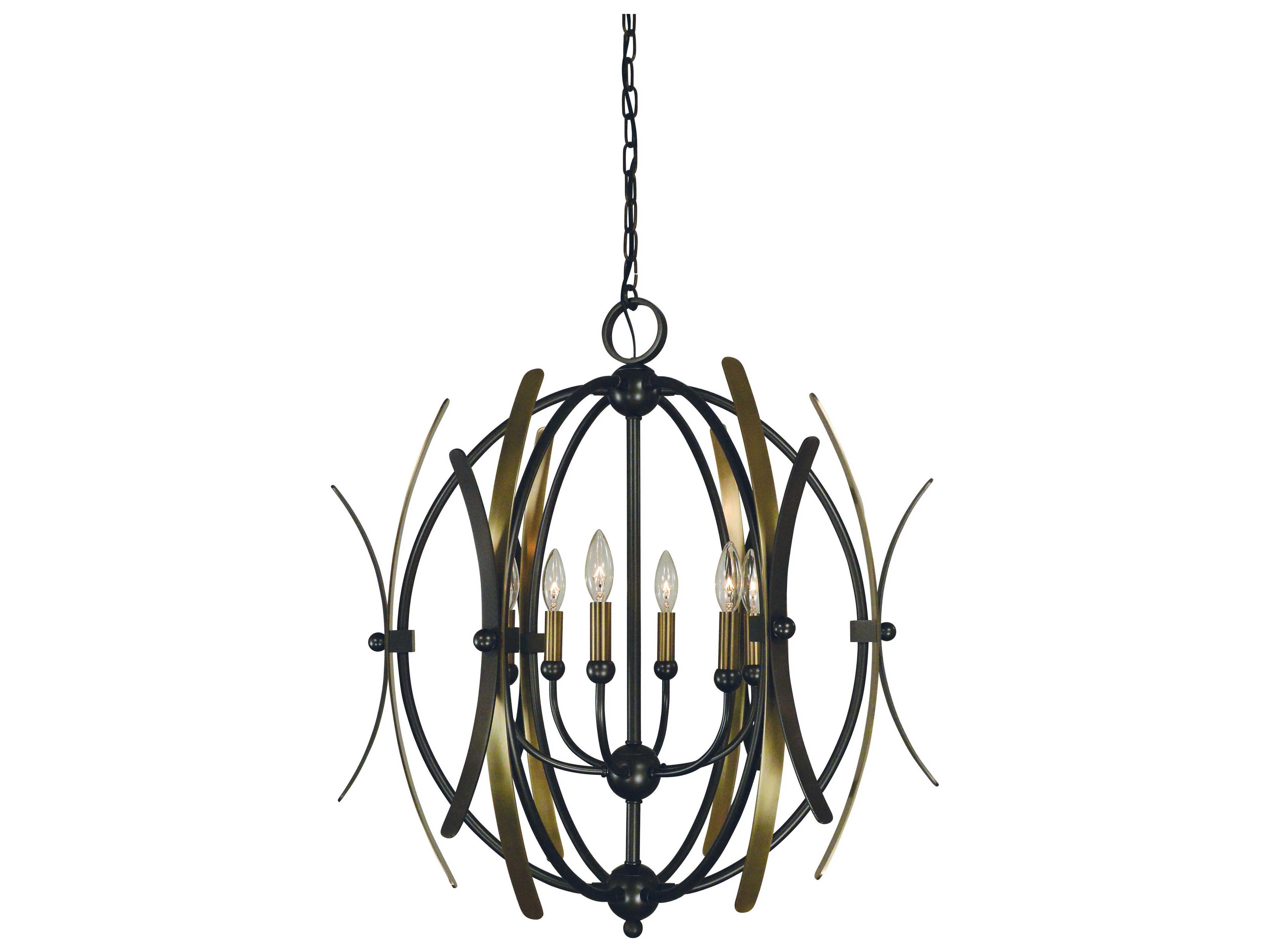 Framburg Monique 6-Light Mahogany Bronze Antique Brass Accents Candelabra Globe Chandelier